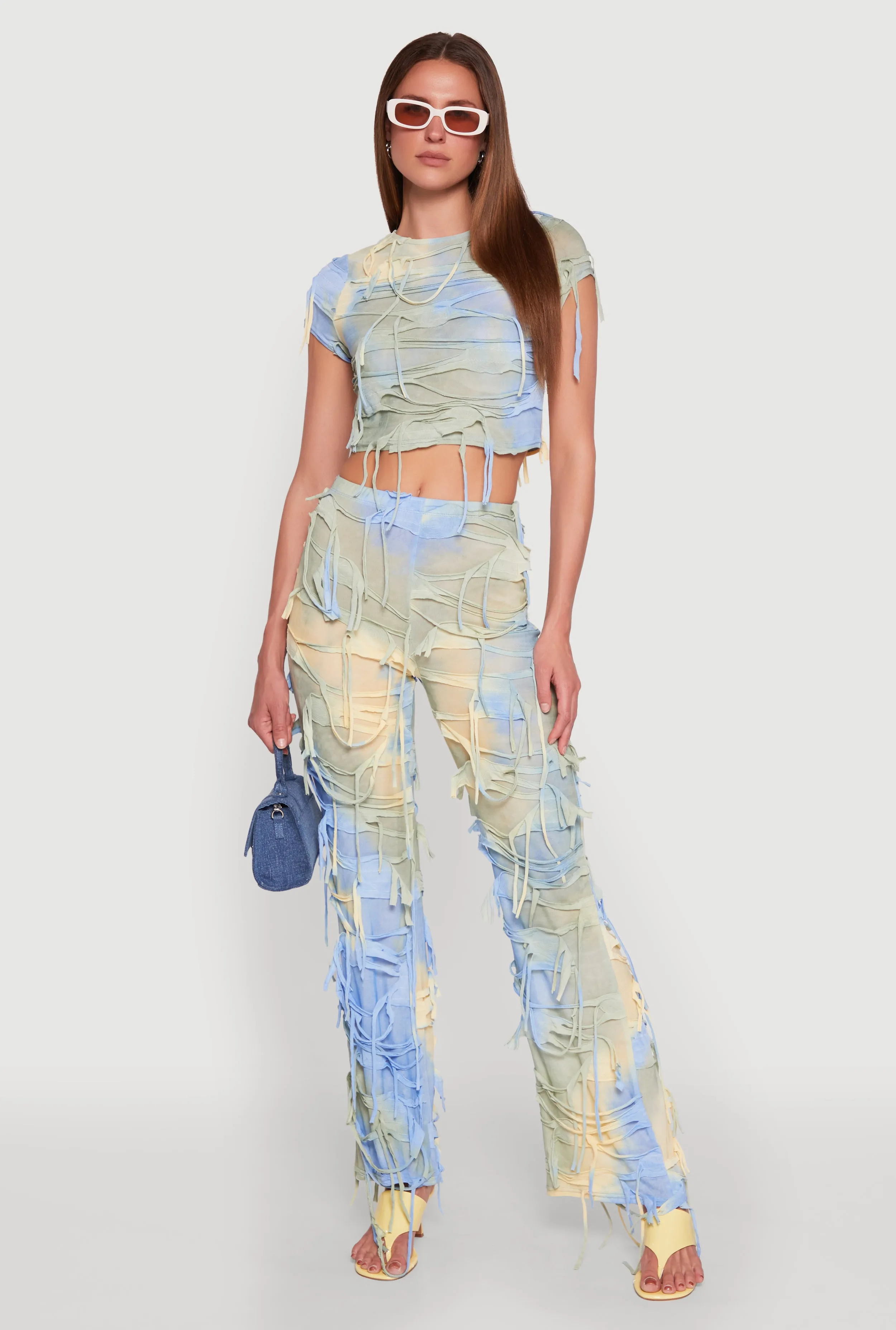 Tie Dye Slashed Pants sold by Rainbow product image thumbnail 2