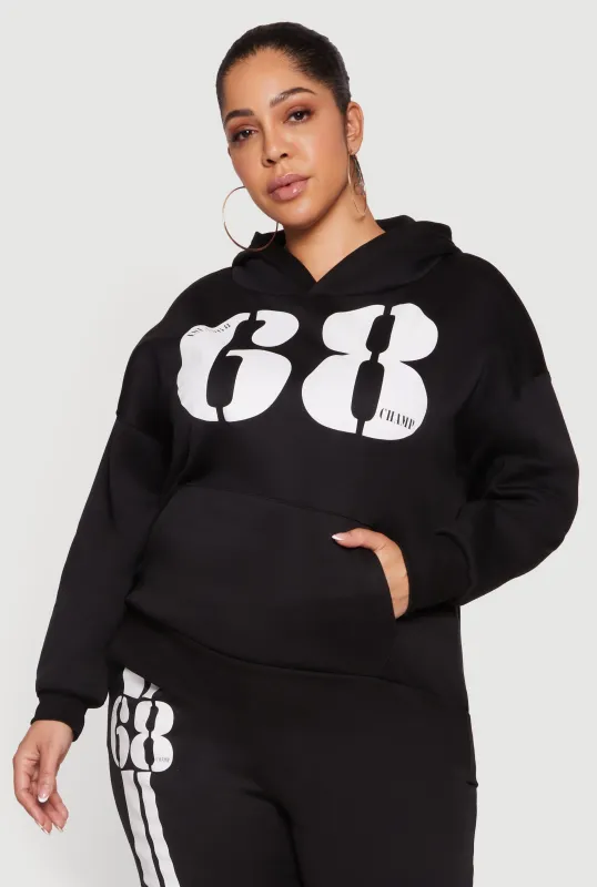 Plus Size 68 Graphic Hooded Sweatshirt made by Rainbow