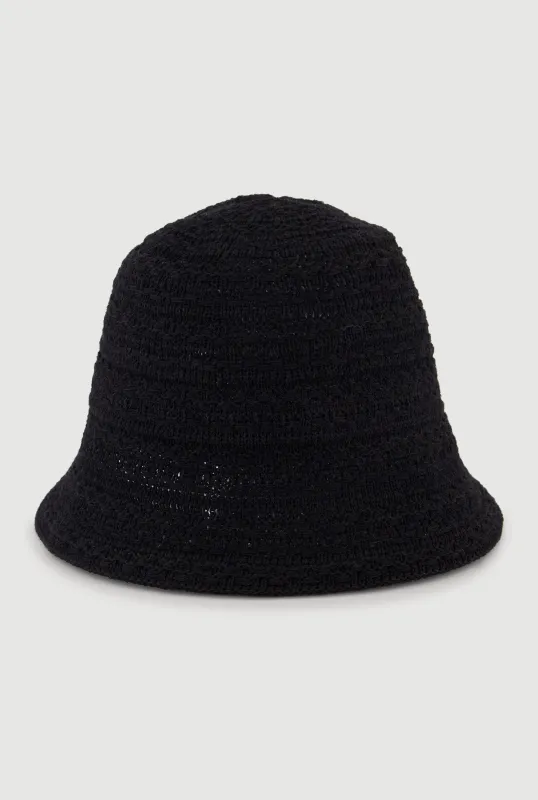 Bow Detail Crochet Bucket Hat made by Rainbow