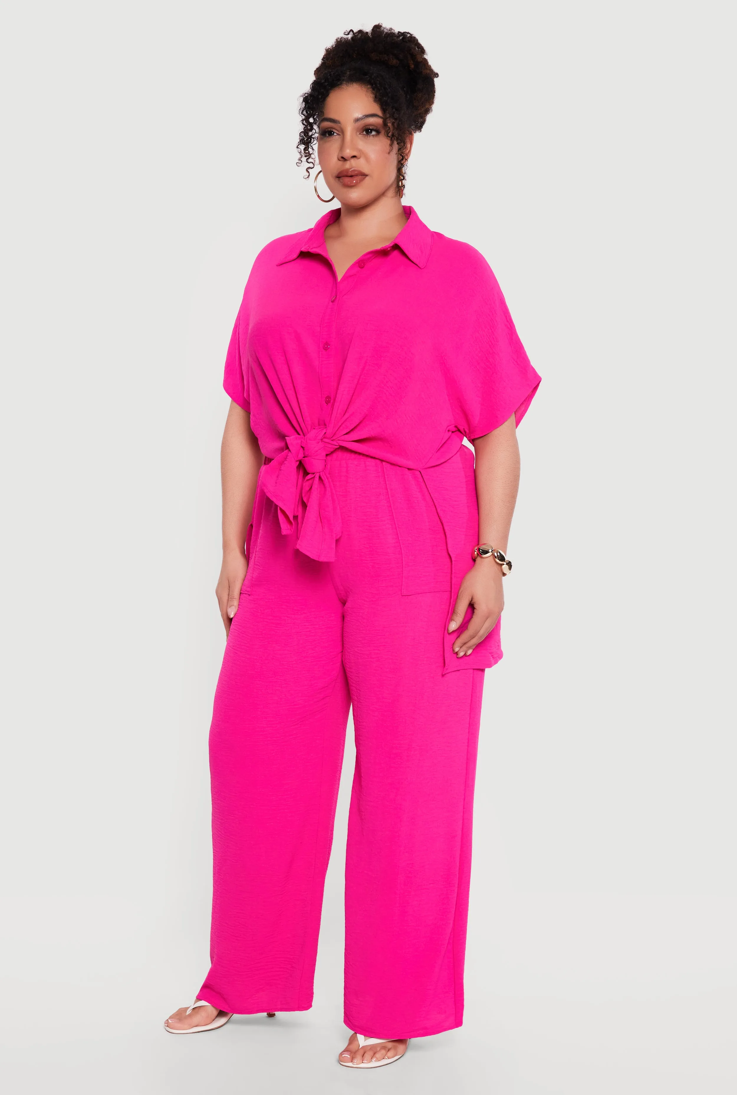 Plus Size Crepe Knit High Waisted Wide Leg Pants sold by Rainbow product image thumbnail 2