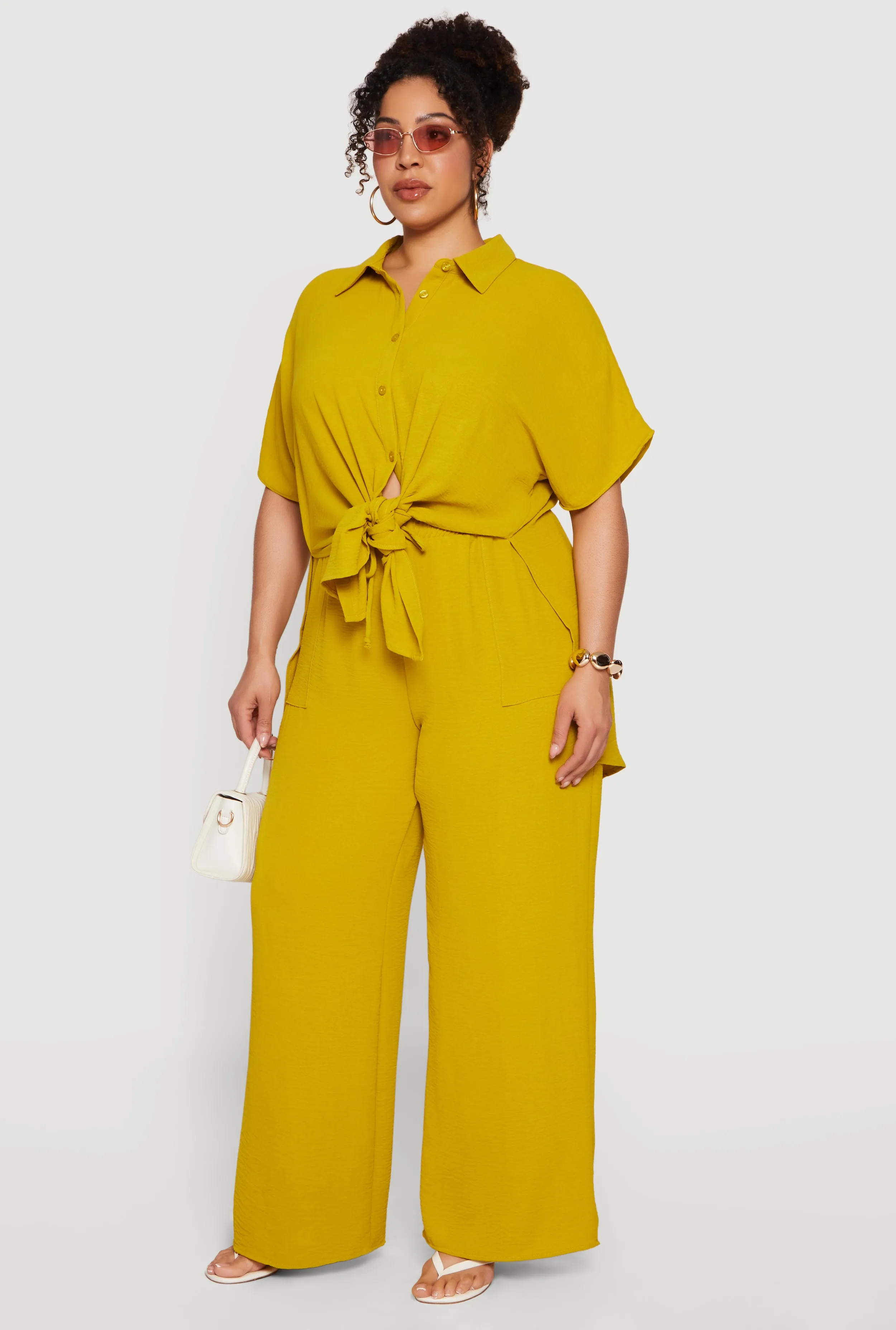 Plus Size Crepe Knit High Waisted Wide Leg Pants sold by Rainbow product image thumbnail 2