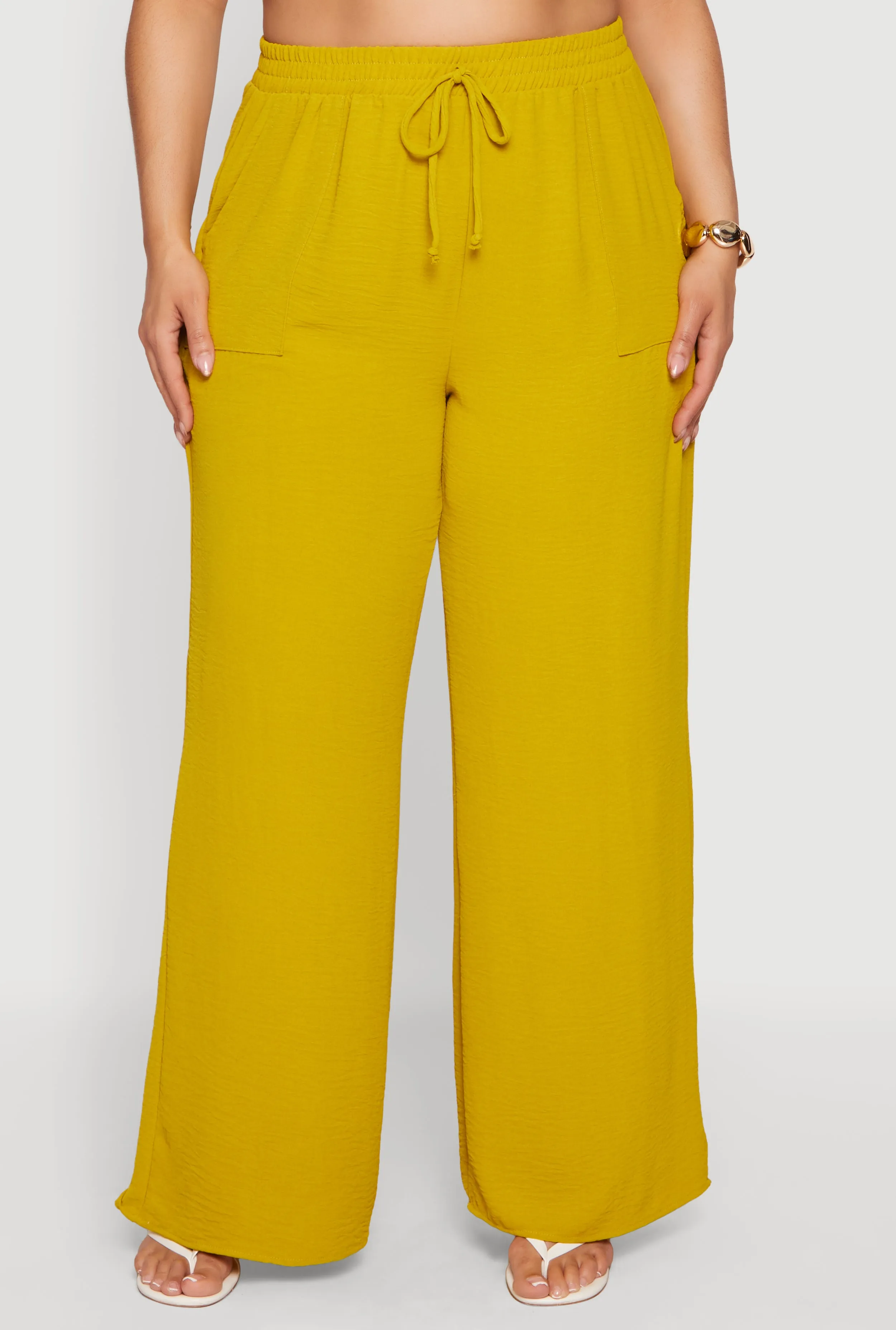 Plus Size Crepe Knit High Waisted Wide Leg Pants sold by Rainbow product image thumbnail 3