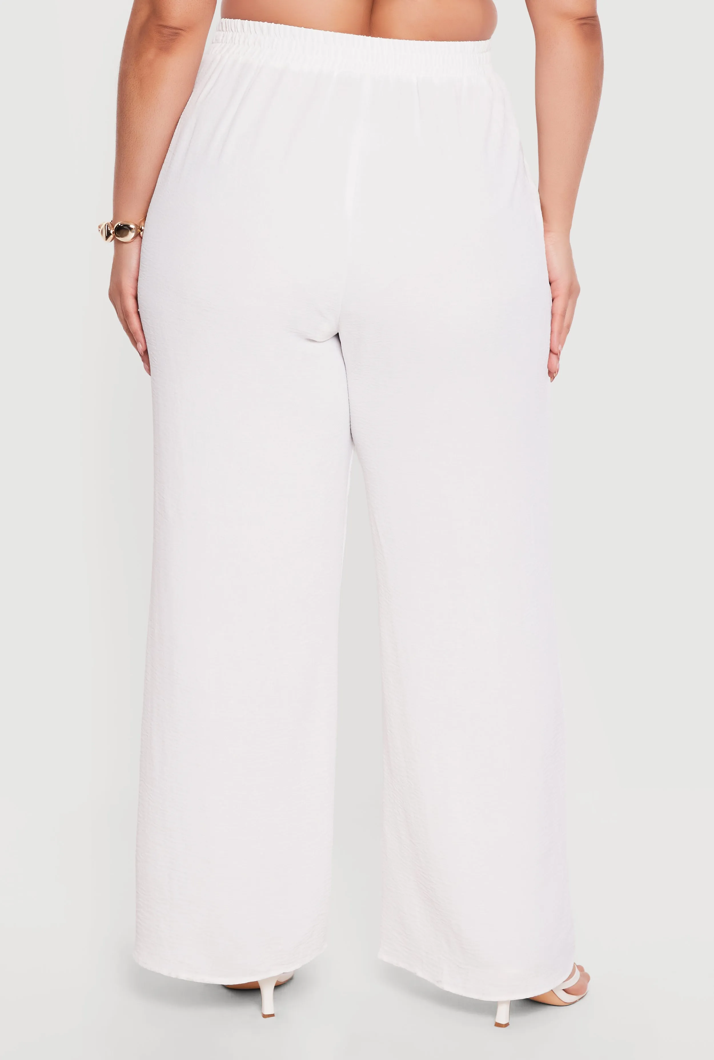 Plus Size Crepe Knit High Waisted Wide Leg Pants sold by Rainbow product image thumbnail 5