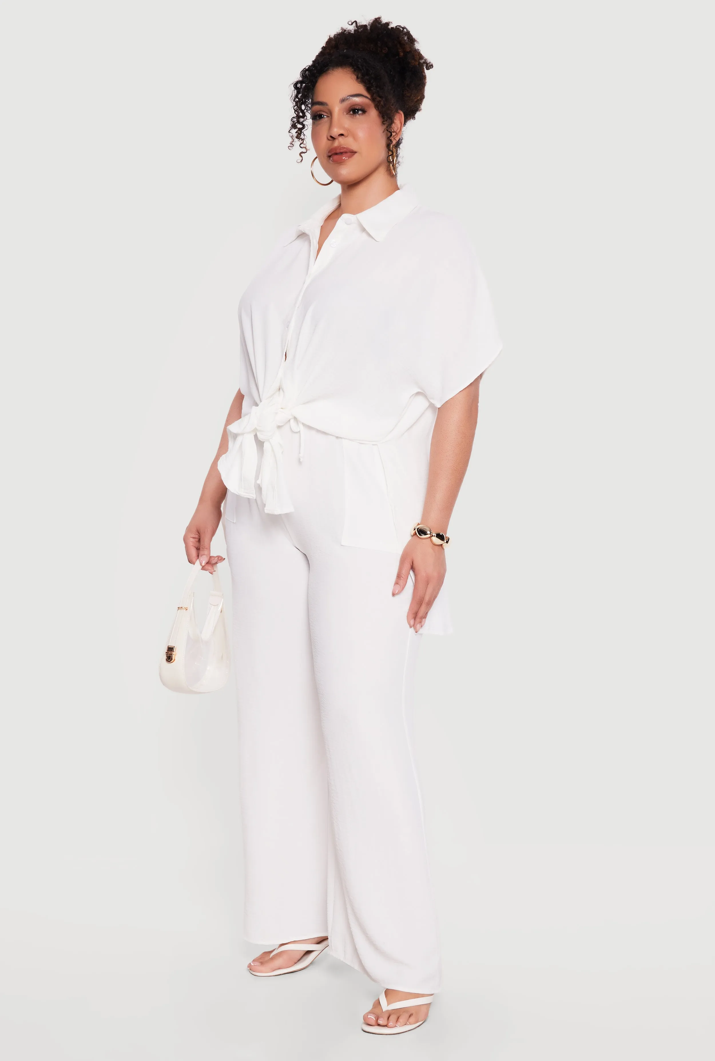 Plus Size Crepe Knit High Waisted Wide Leg Pants sold by Rainbow product image thumbnail 2