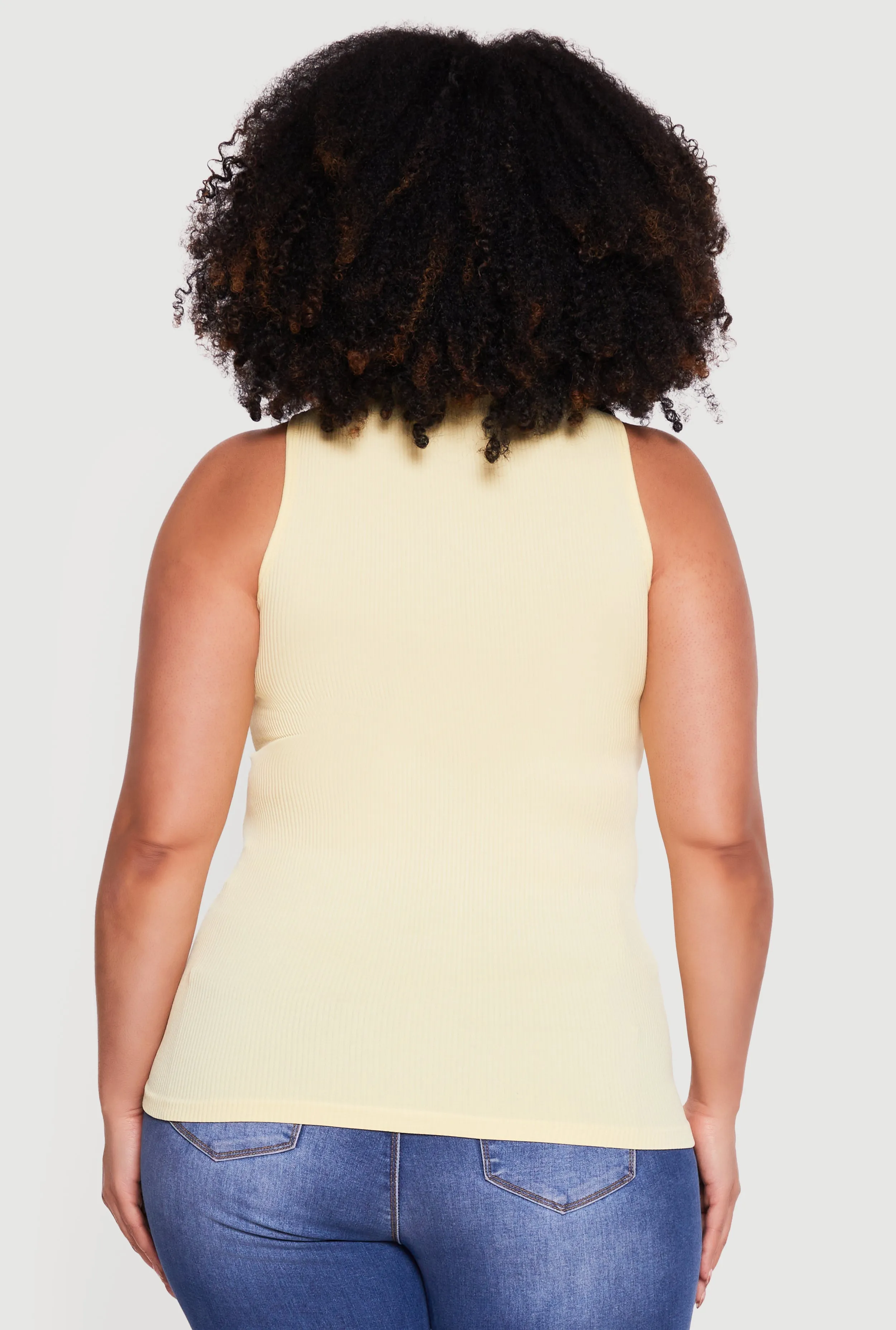 Plus Size Seamless Ribbed Knit Mock Neck Tank Top sold by Rainbow product image thumbnail 5