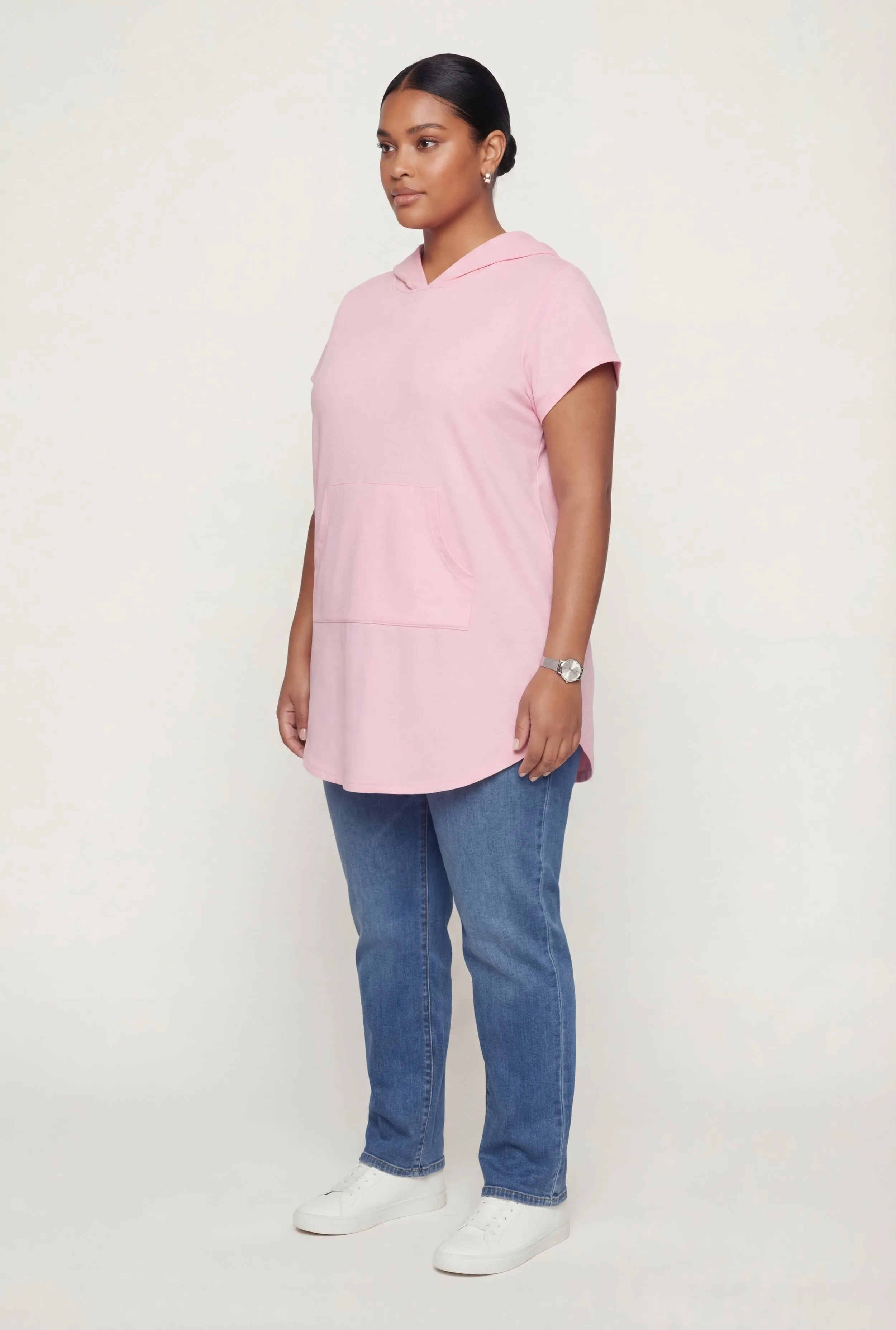 Plus Size Short Sleeve Hooded Tunic Top sold by Rainbow product image thumbnail 3