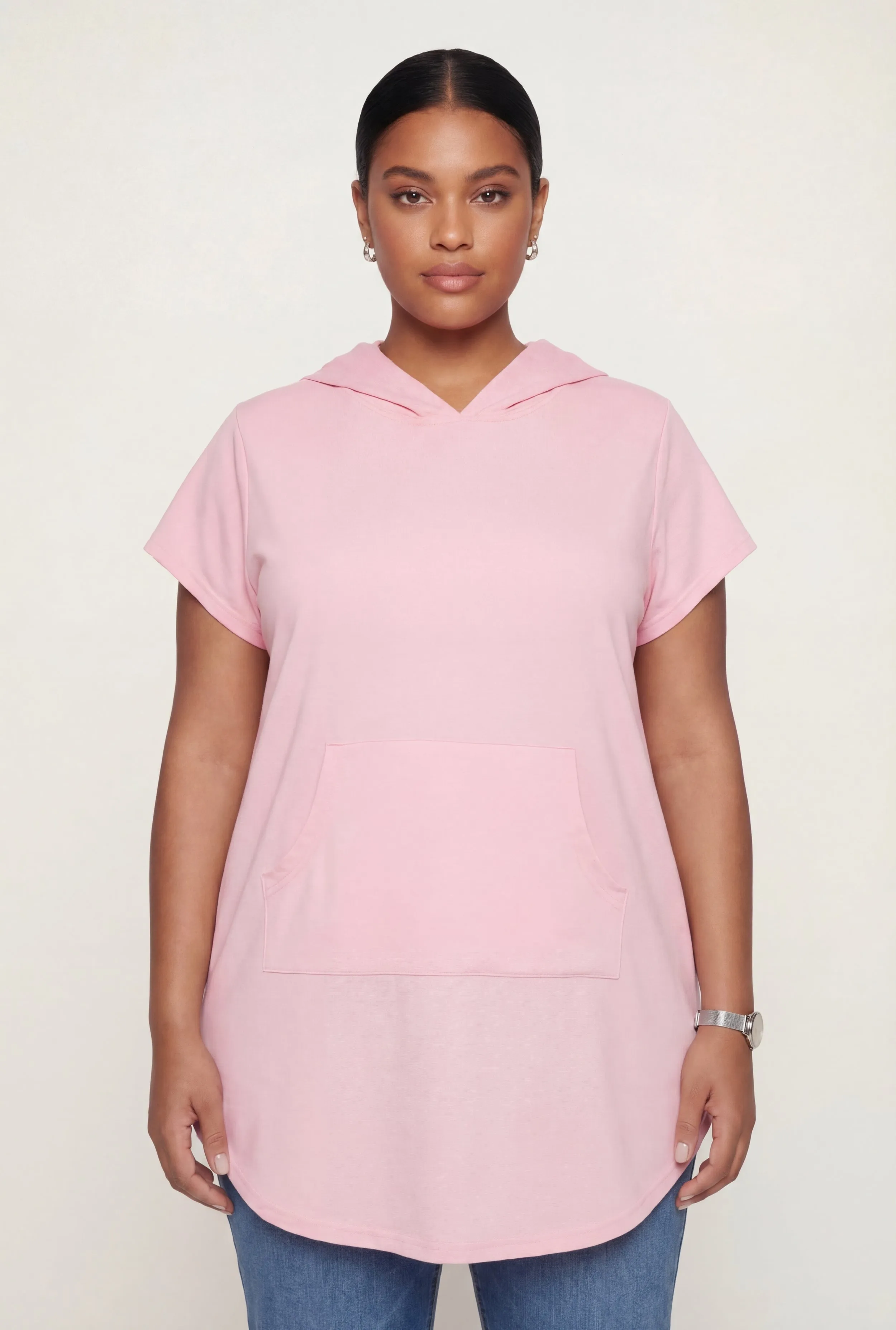 Plus Size Short Sleeve Hooded Tunic Top sold by Rainbow product image thumbnail 2