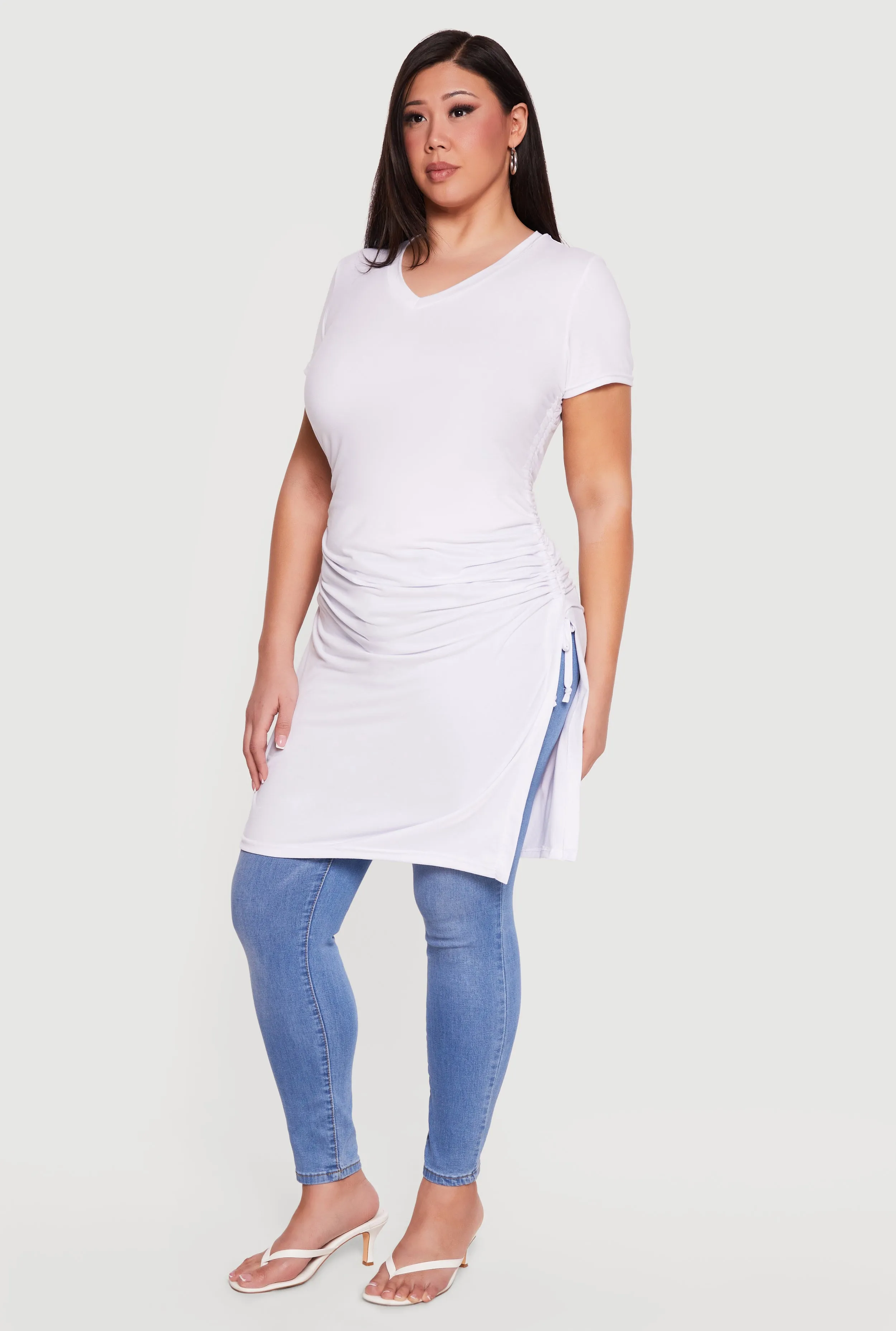 Plus Size Side Ruched Side Slit Tunic Top sold by Rainbow product image thumbnail 3