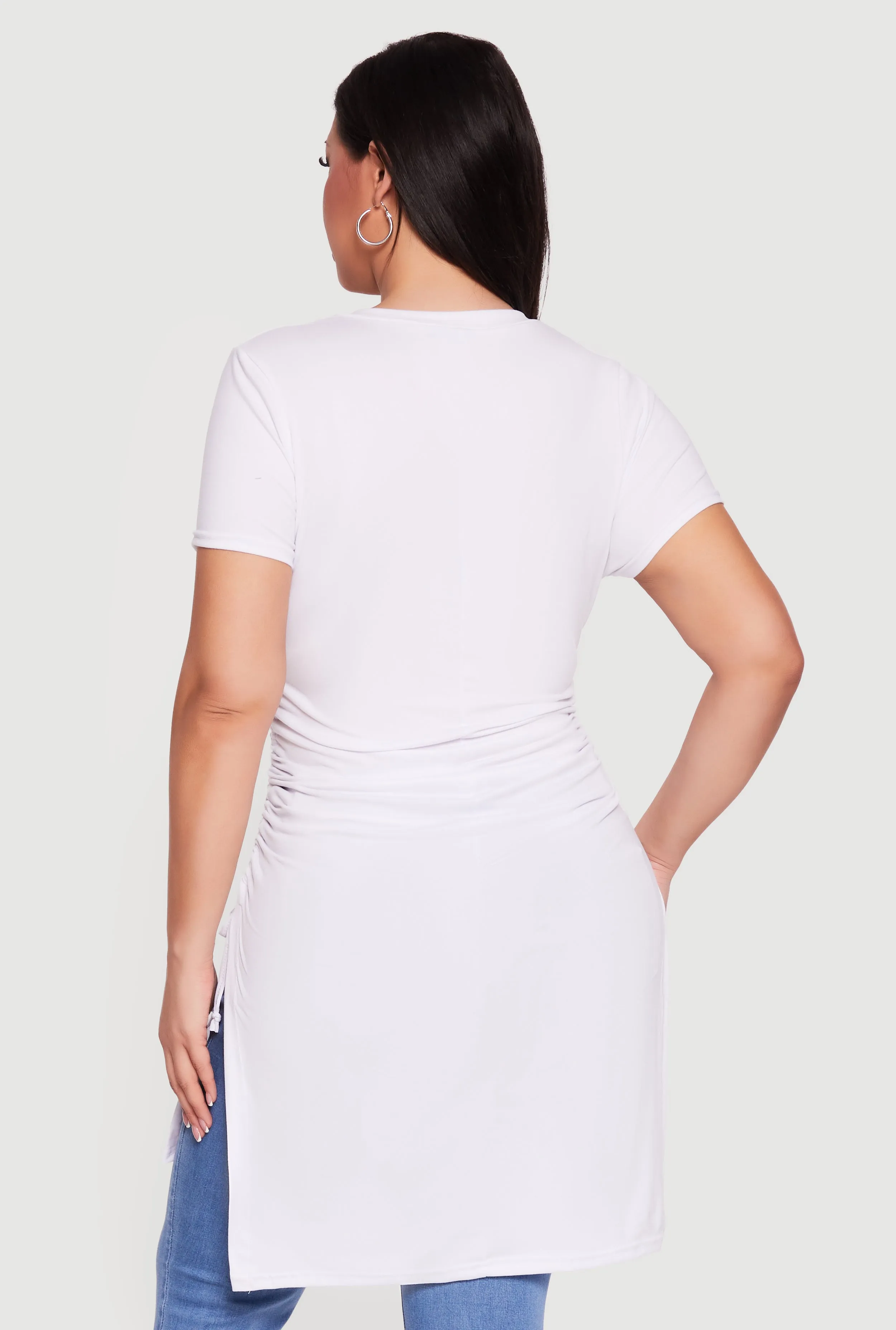 Plus Size Side Ruched Side Slit Tunic Top sold by Rainbow product image thumbnail 5