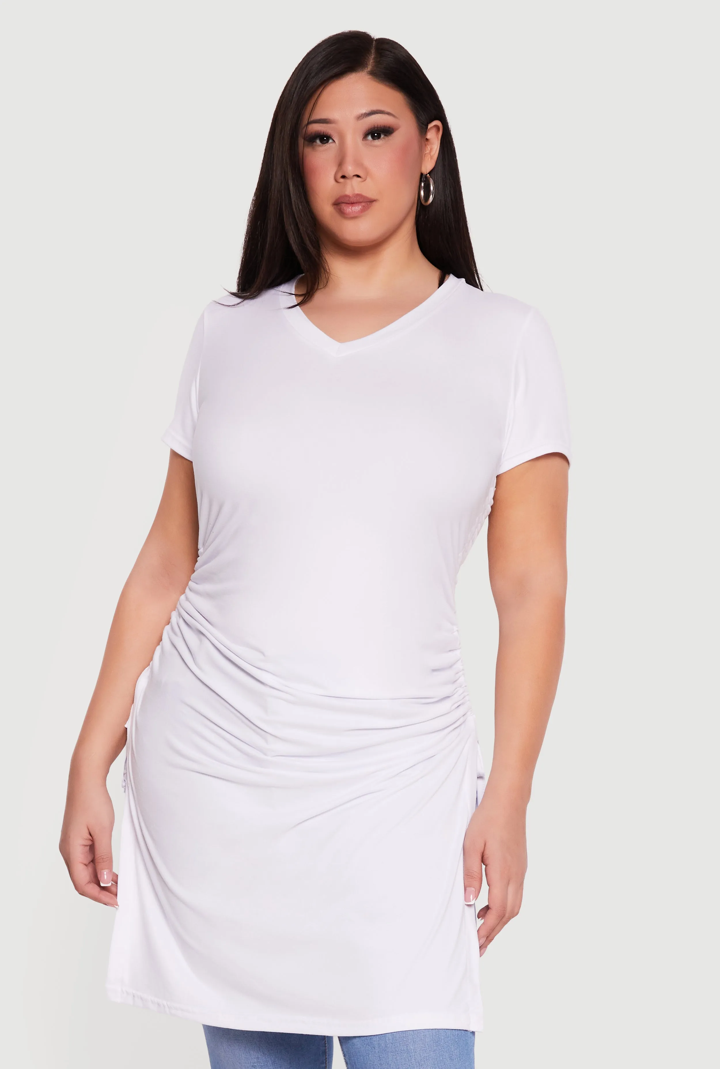 Plus Size Side Ruched Side Slit Tunic Top sold by Rainbow product image thumbnail 2