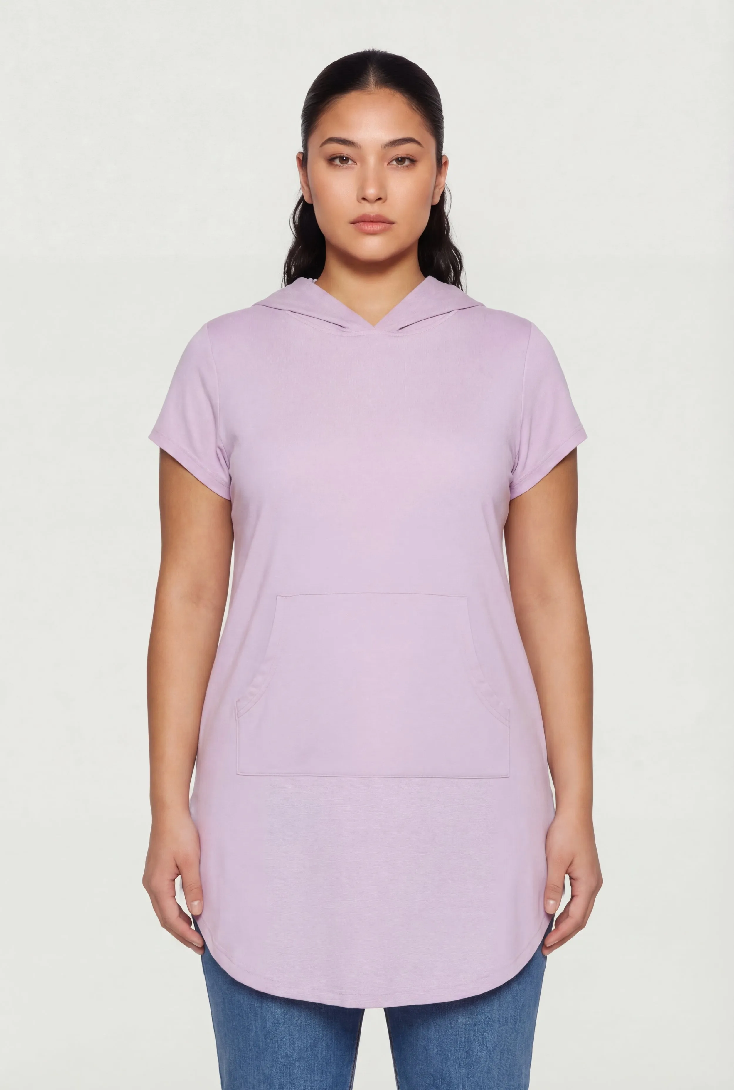 Plus Size Short Sleeve Hooded Tunic Top sold by Rainbow product image thumbnail 2