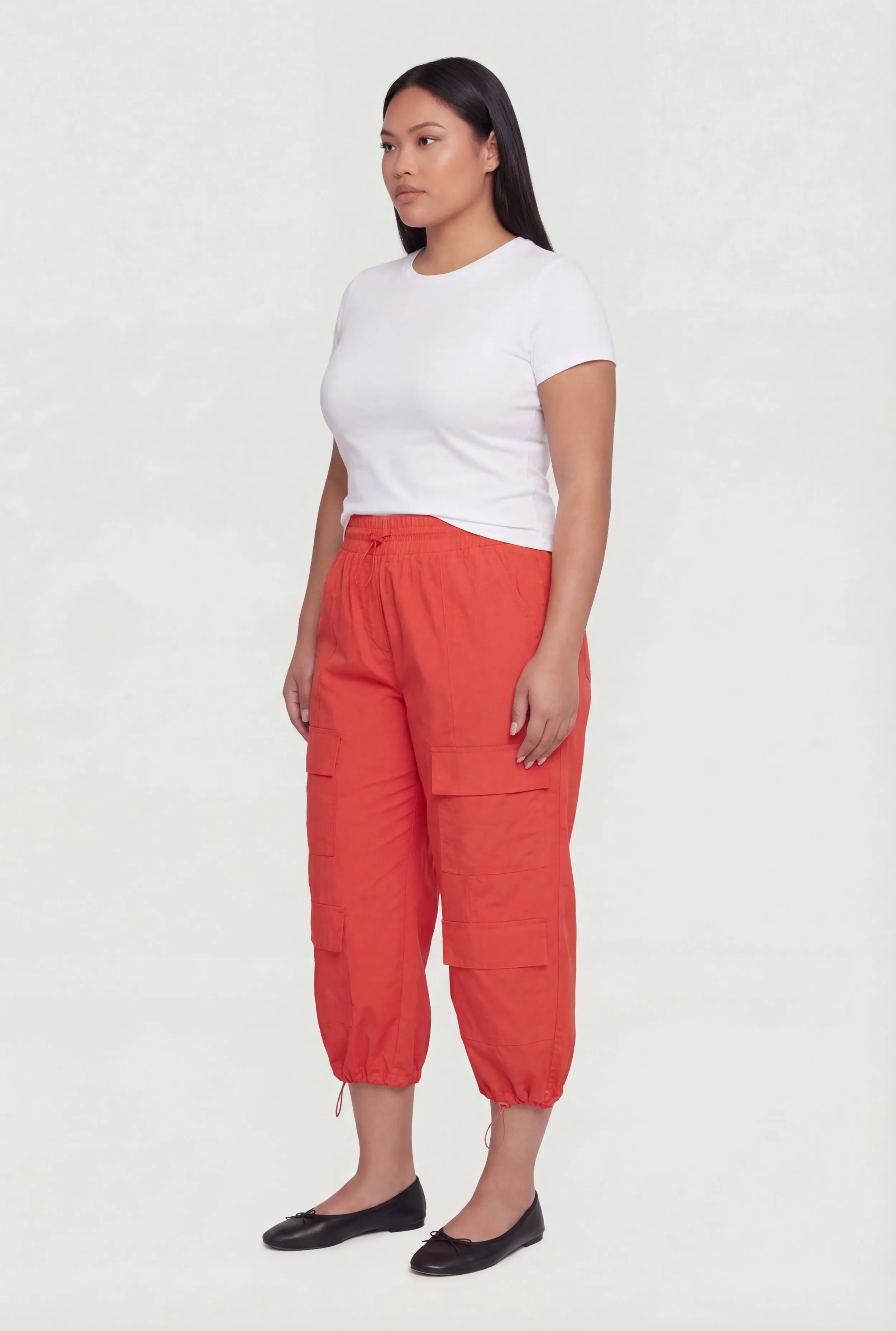 High Waisted Toggle Drawstring Waist Cargo Capris Pants sold by Rainbow product image thumbnail 2