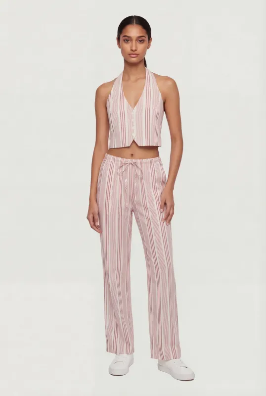 Striped Drawstring Straight Leg Pants made by Rainbow