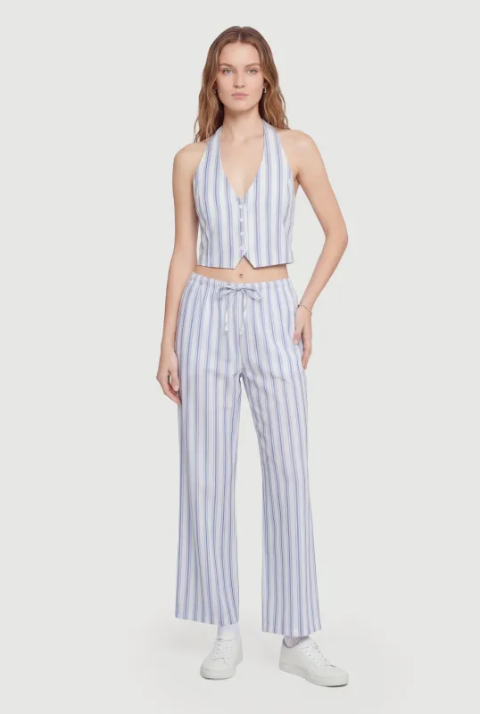 Striped Drawstring Straight Leg Pants made by Rainbow