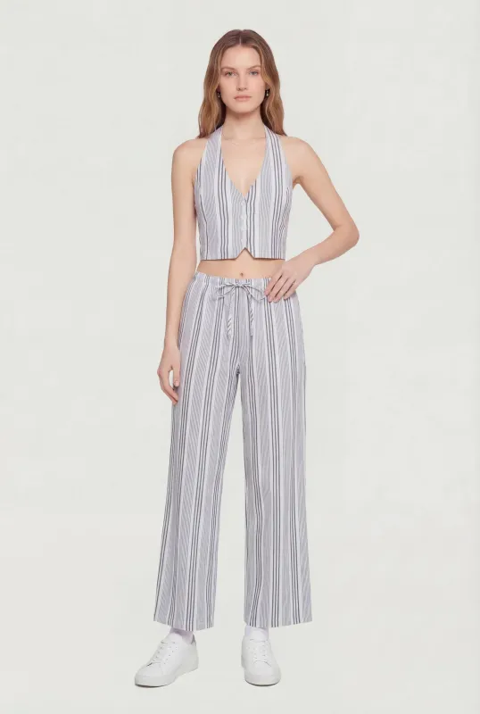Striped Drawstring Straight Leg Pants made by Rainbow