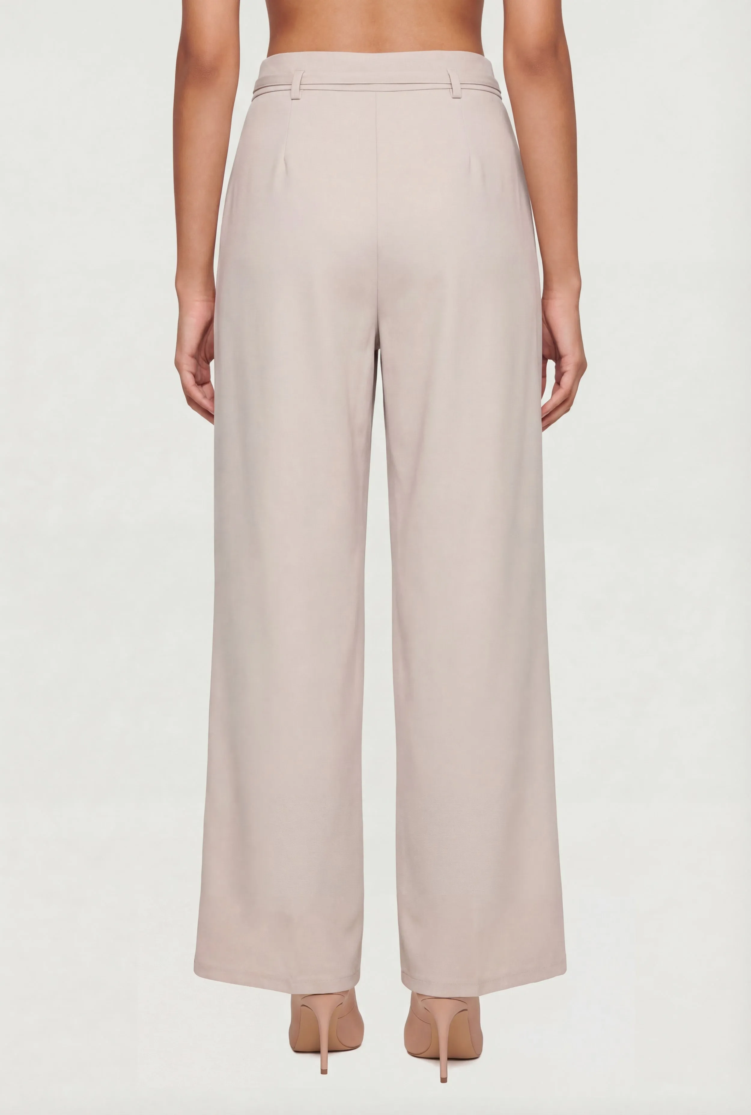 Solid High Waisted Wide Leg Dress Pants with Belt sold by Rainbow product image thumbnail 5