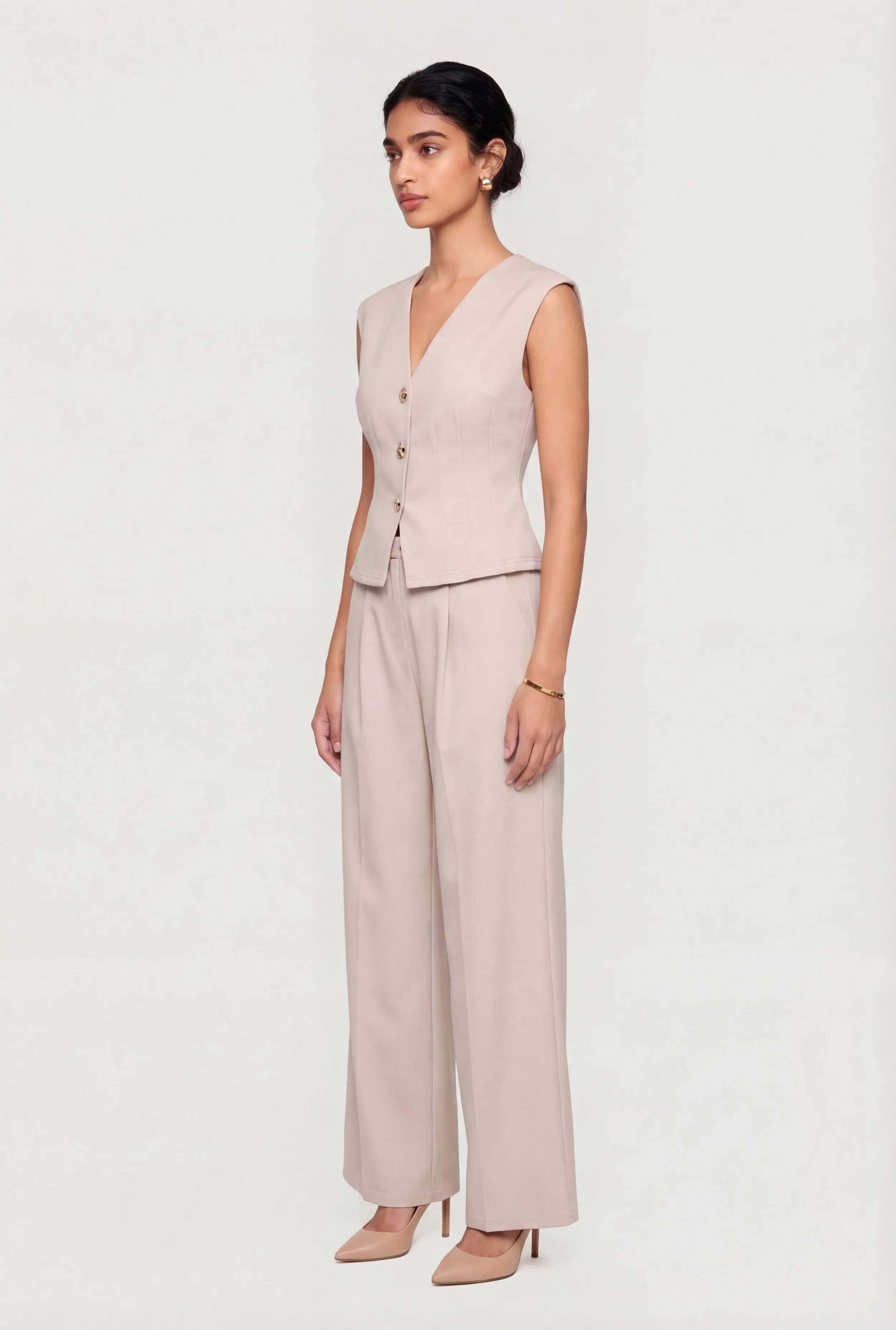 Solid High Waisted Wide Leg Dress Pants with Belt sold by Rainbow product image thumbnail 2