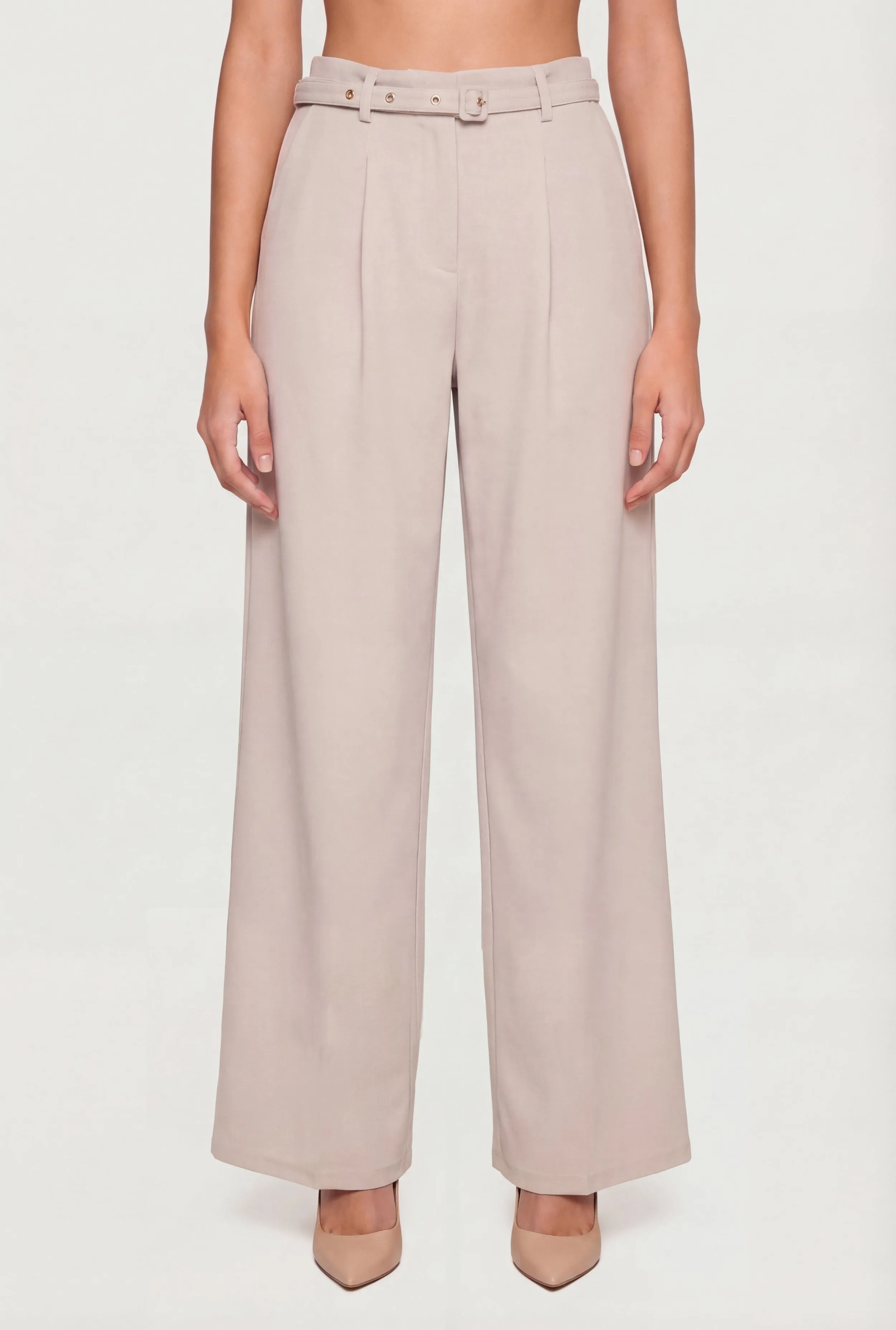 Solid High Waisted Wide Leg Dress Pants with Belt sold by Rainbow product image thumbnail 3