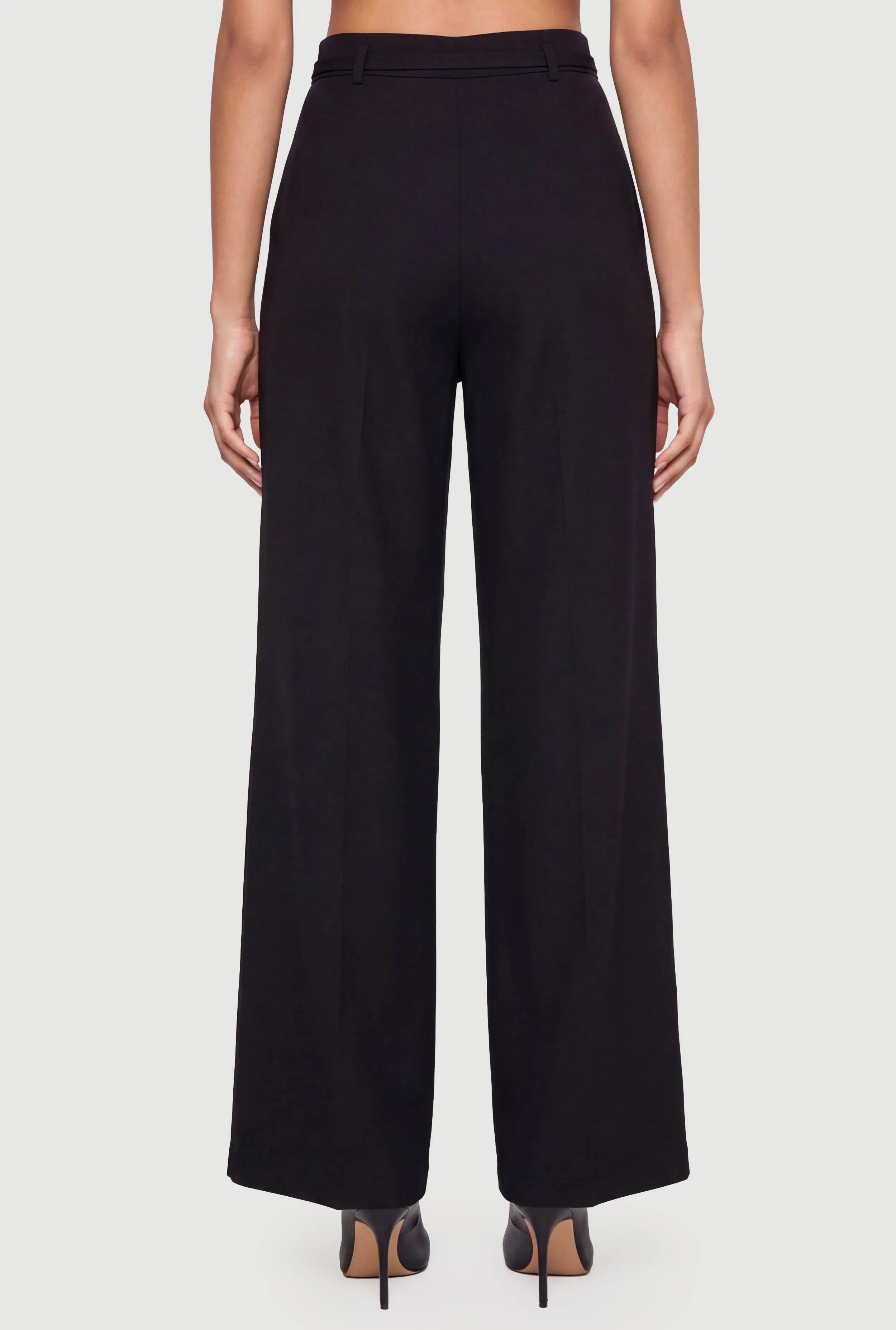 Solid High Waisted Wide Leg Dress Pants with Belt sold by Rainbow product image thumbnail 5
