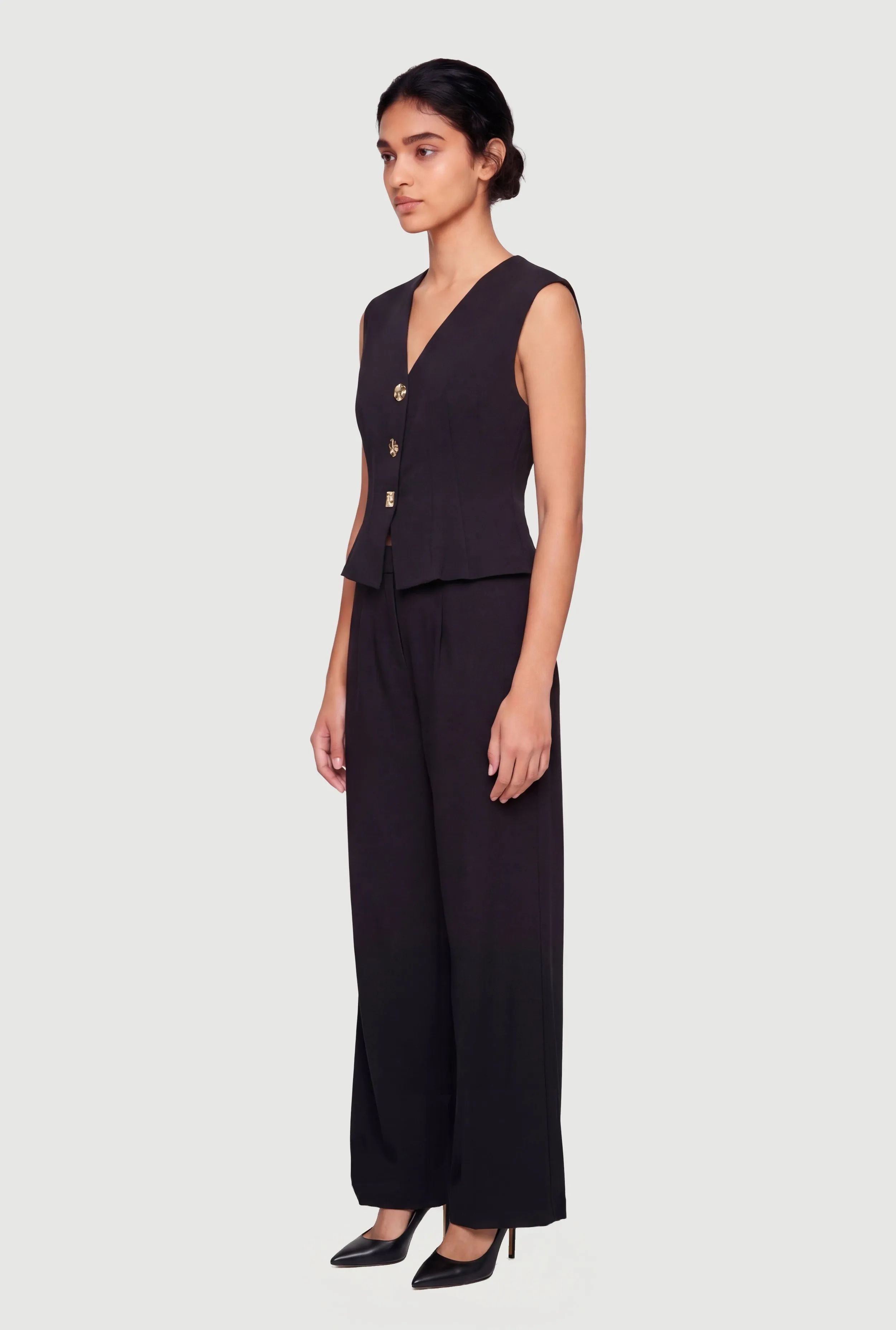 Solid High Waisted Wide Leg Dress Pants with Belt sold by Rainbow product image thumbnail 2