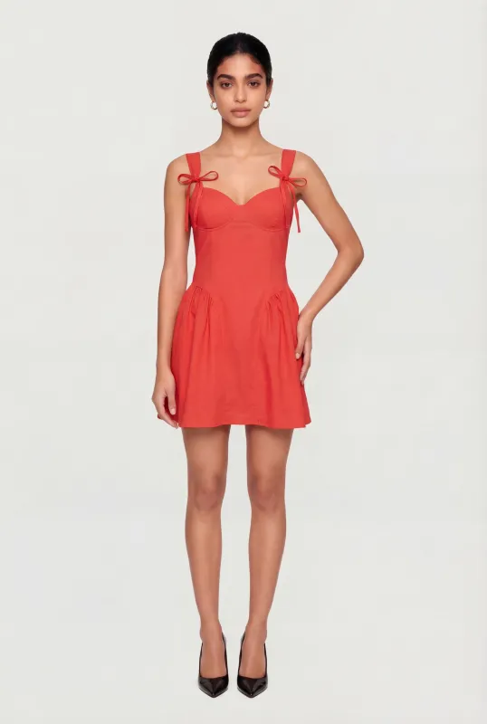 Tie Strap Mini Skater Dress made by iris