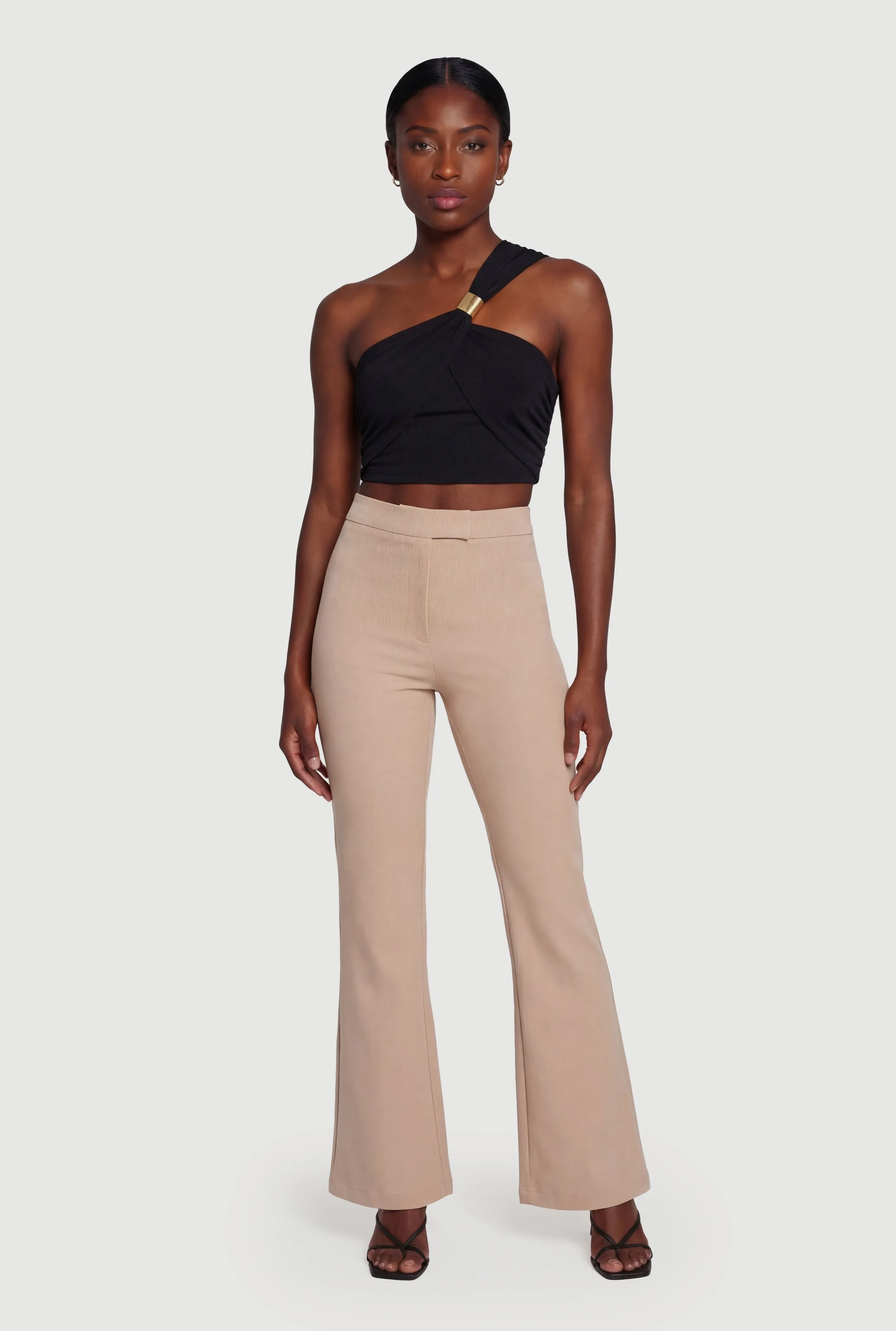 Metallic Detail Side Ruched Crop Top sold by Rainbow