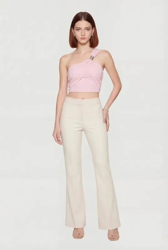 Metallic Detail Side Ruched Crop Top made by Rainbow