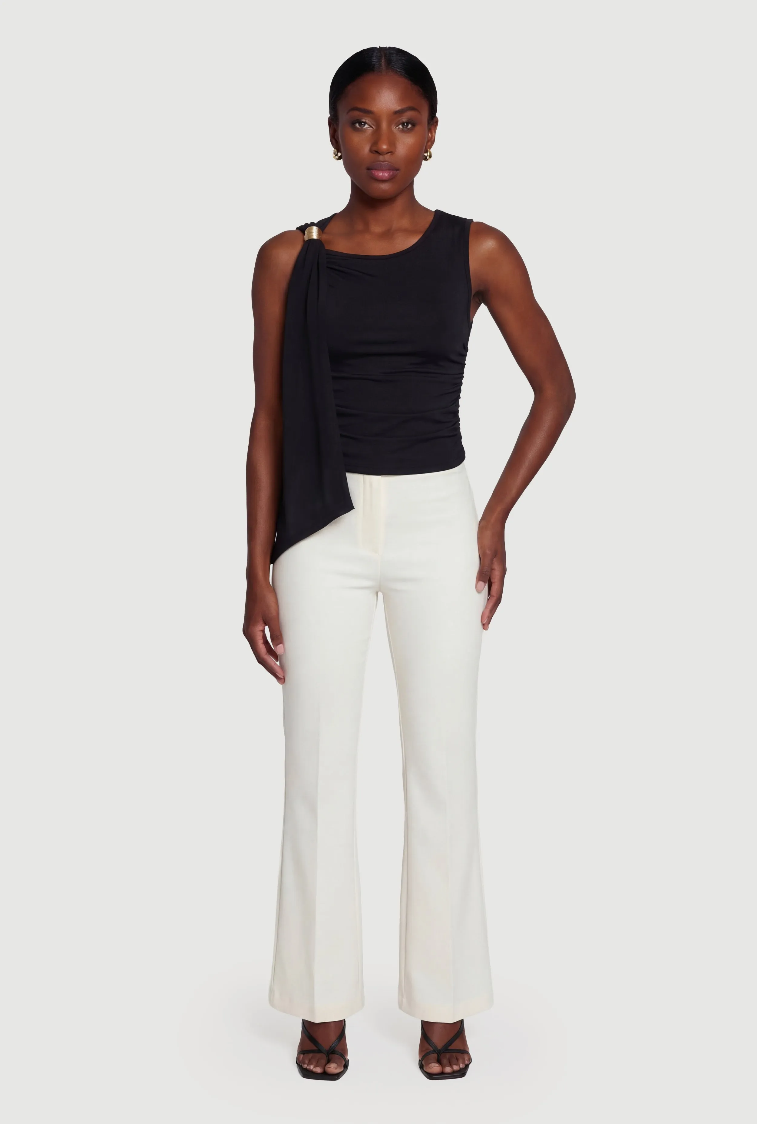 Metallic Detail Ruched Side Scarf Top sold by Rainbow