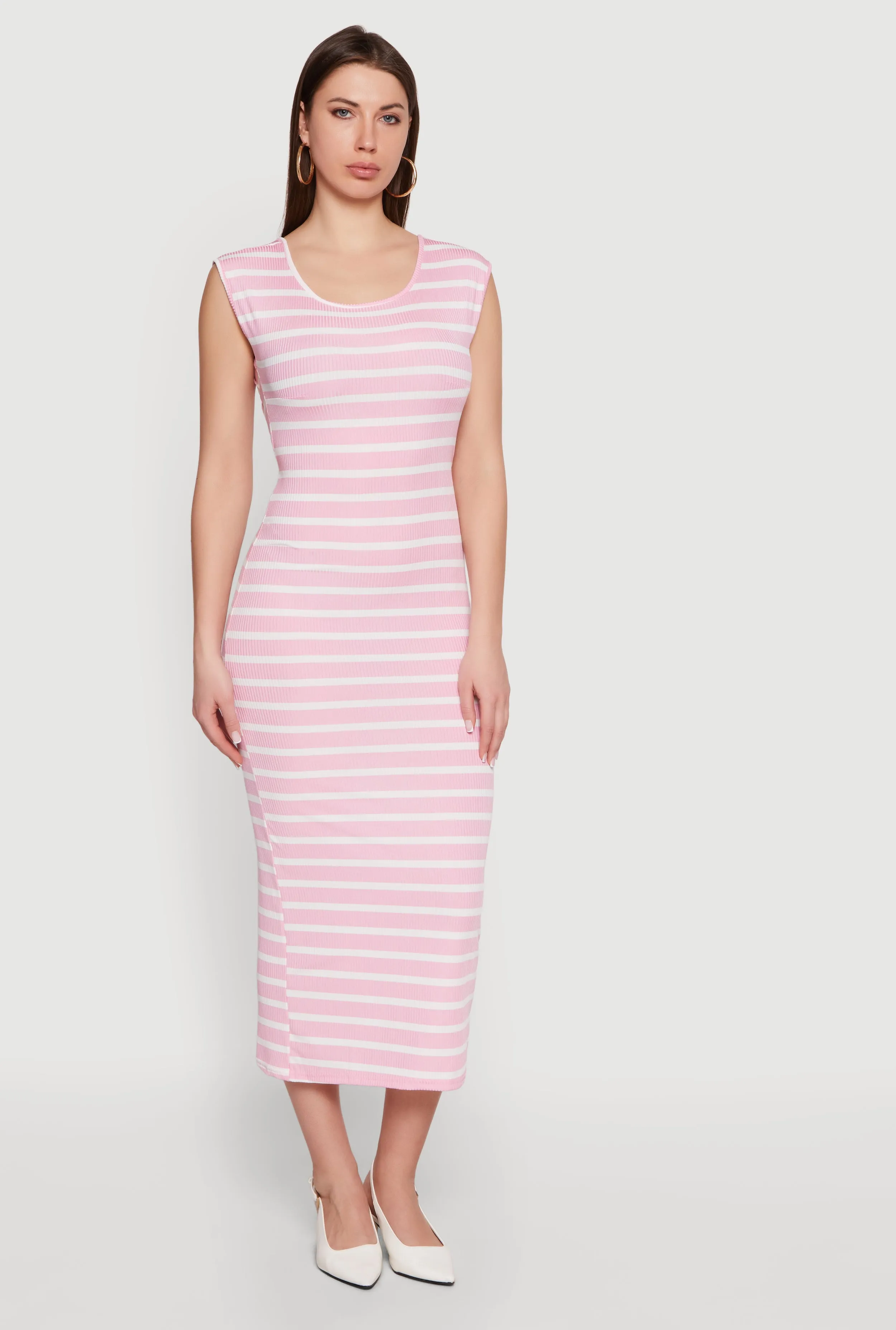 Striped Rib Knit Low Back Maxi Dress sold by Rainbow product image thumbnail 2