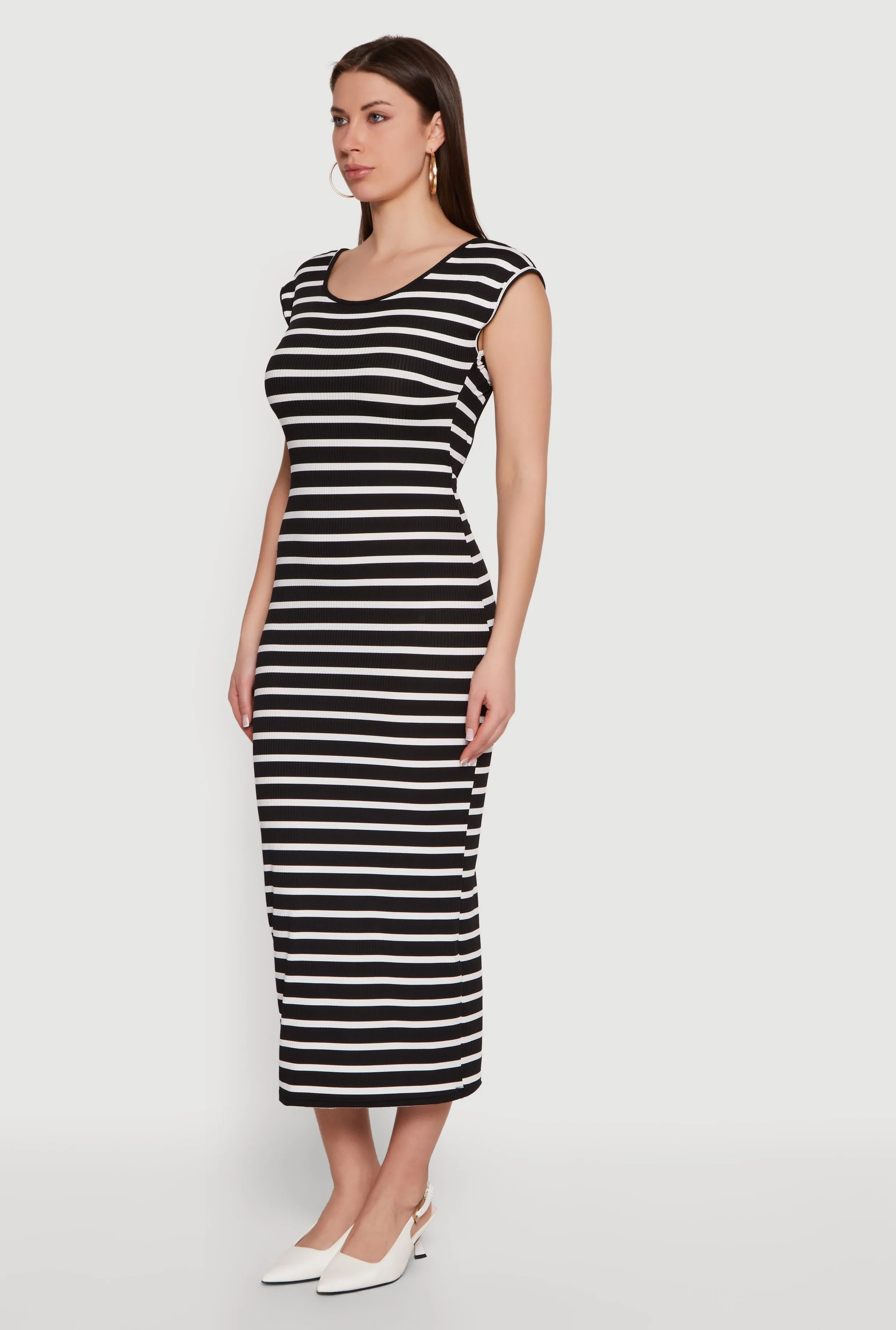 Striped Rib Knit Low Back Maxi Dress sold by Rainbow product image thumbnail 2