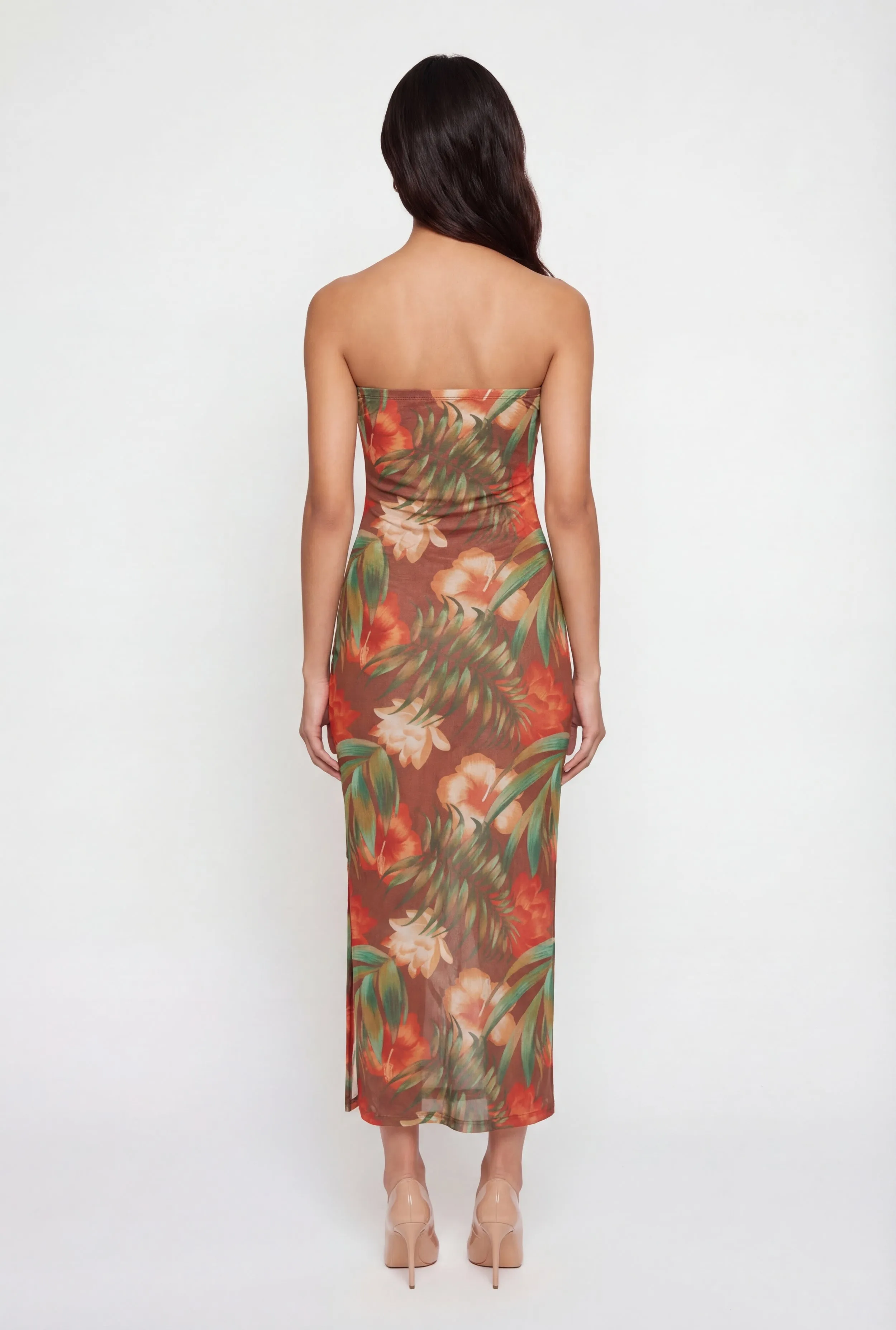 Floral Print Side Slit Mesh Overlay Maxi Dress sold by Rainbow product image thumbnail 3