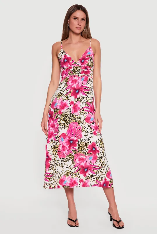 Floral Animal Print Cami Maxi Dress made by Rainbow