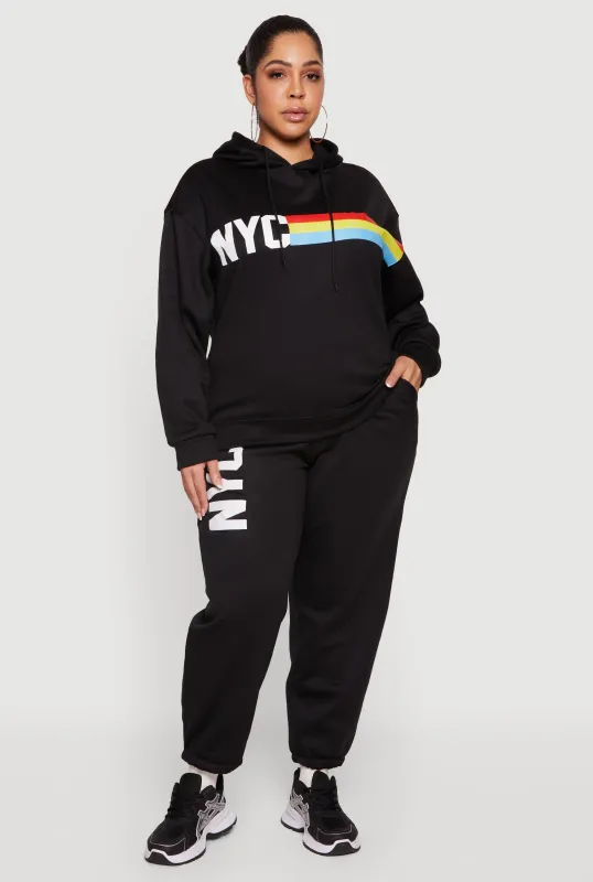 Plus Size NYC Graphic High Waisted Sweatpants made by Rainbow