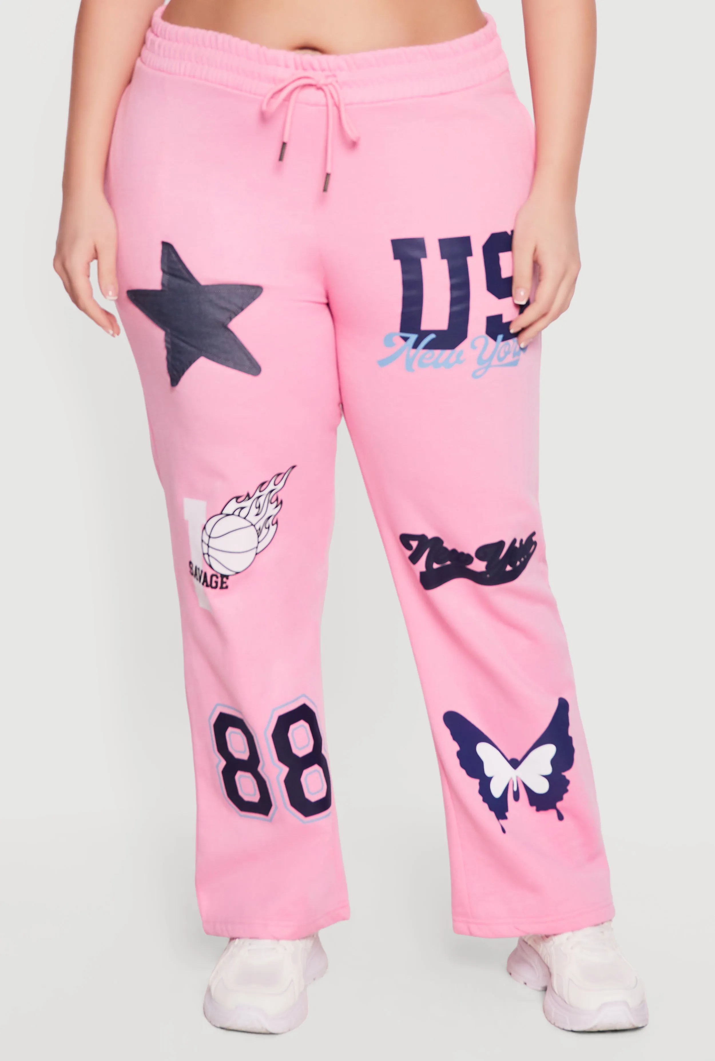 High Waisted New York Graphic Drawstring Waist Sweatpants sold by Rainbow product image thumbnail 3