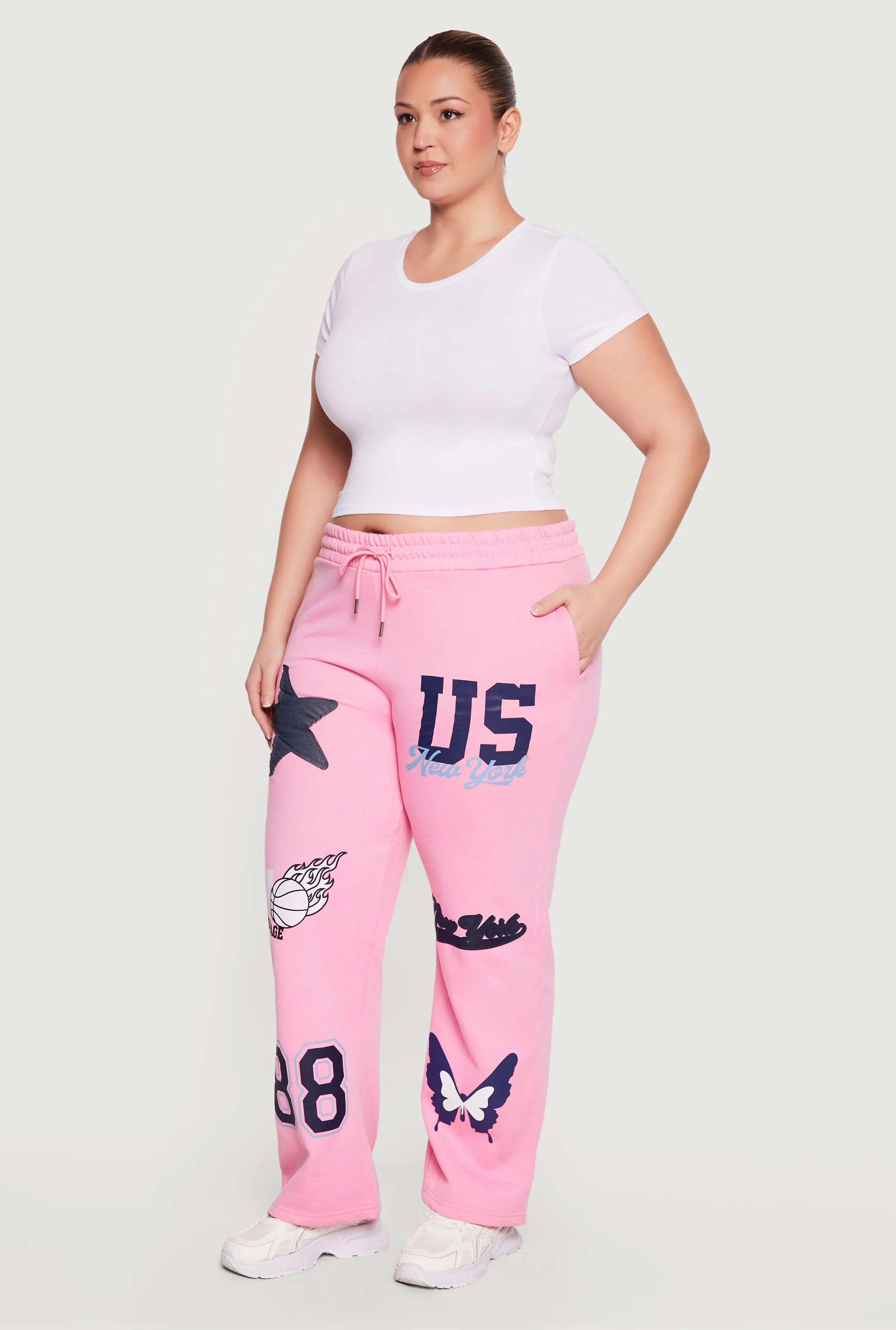 High Waisted New York Graphic Drawstring Waist Sweatpants sold by Rainbow product image thumbnail 2