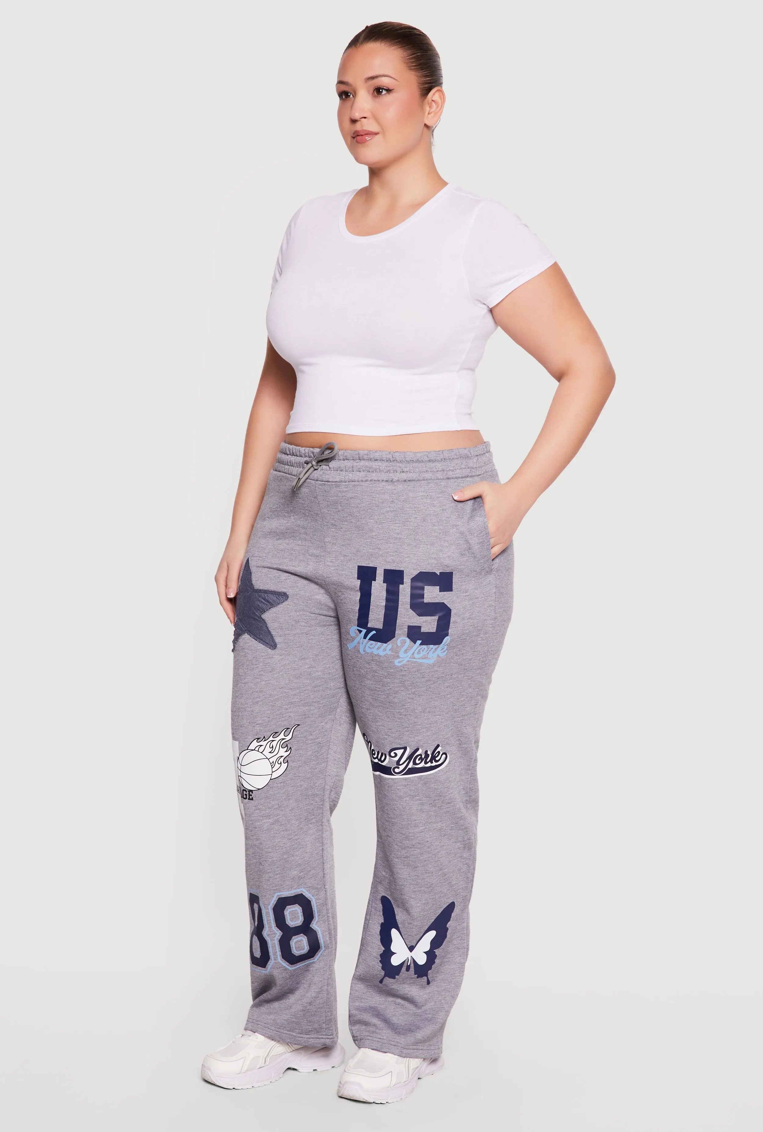 High Waisted New York Graphic Drawstring Waist Sweatpants sold by Rainbow product image thumbnail 2