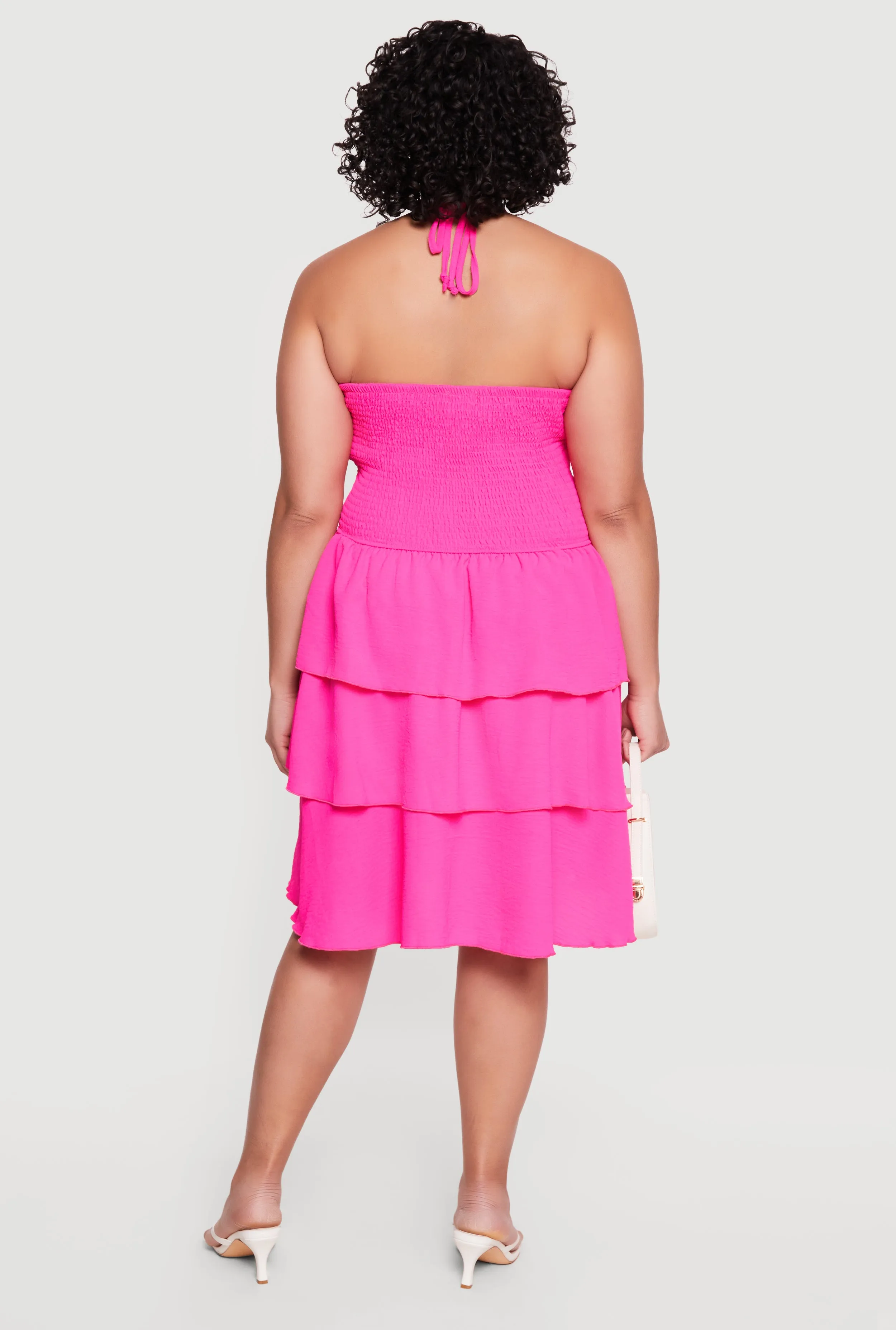 Plus Size Tiered Ruffle Smocked Halter Mini Dress sold by Rainbow product image thumbnail 3