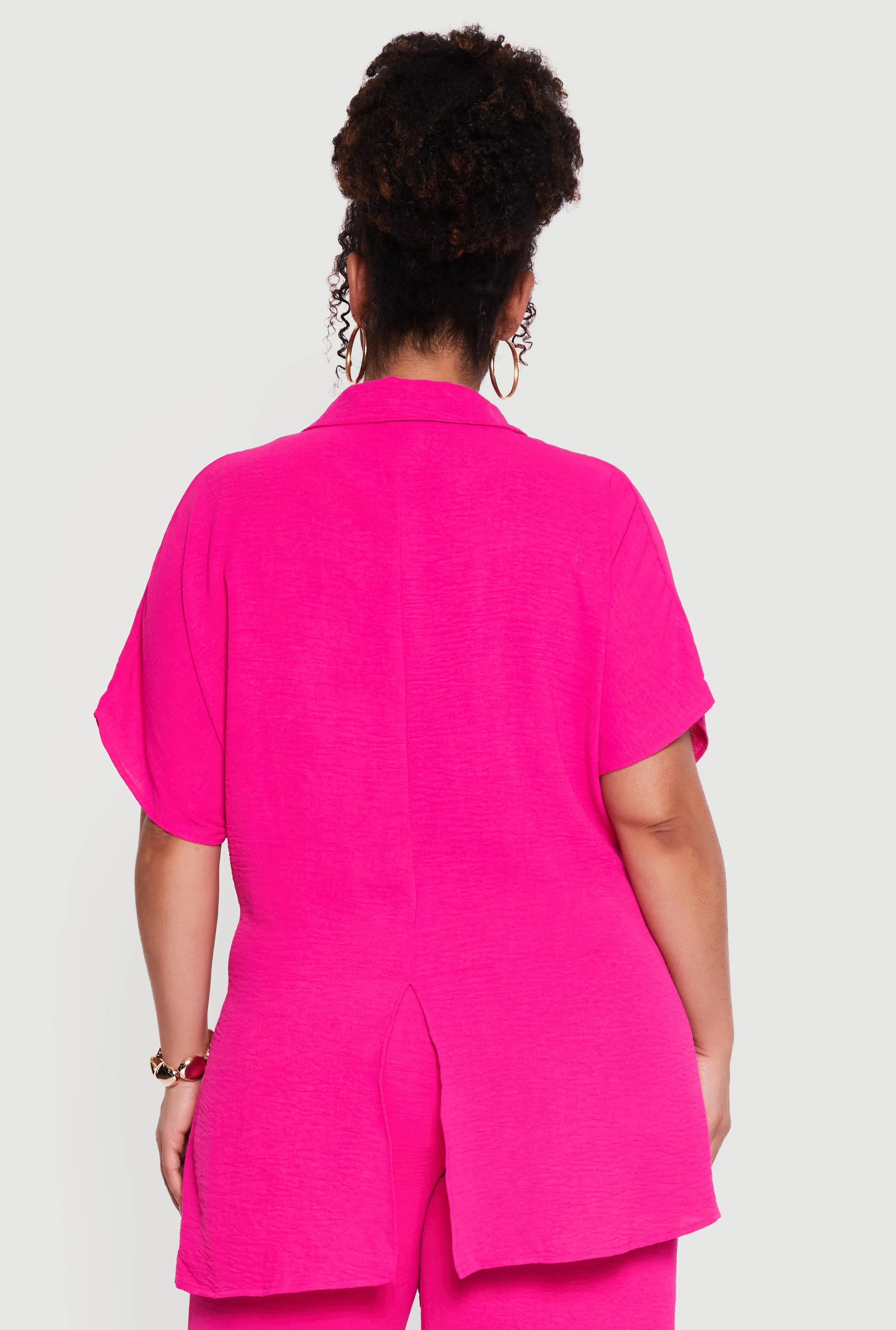 Plus Size Crepe Knit Tie Front Shirt sold by Rainbow product image thumbnail 5