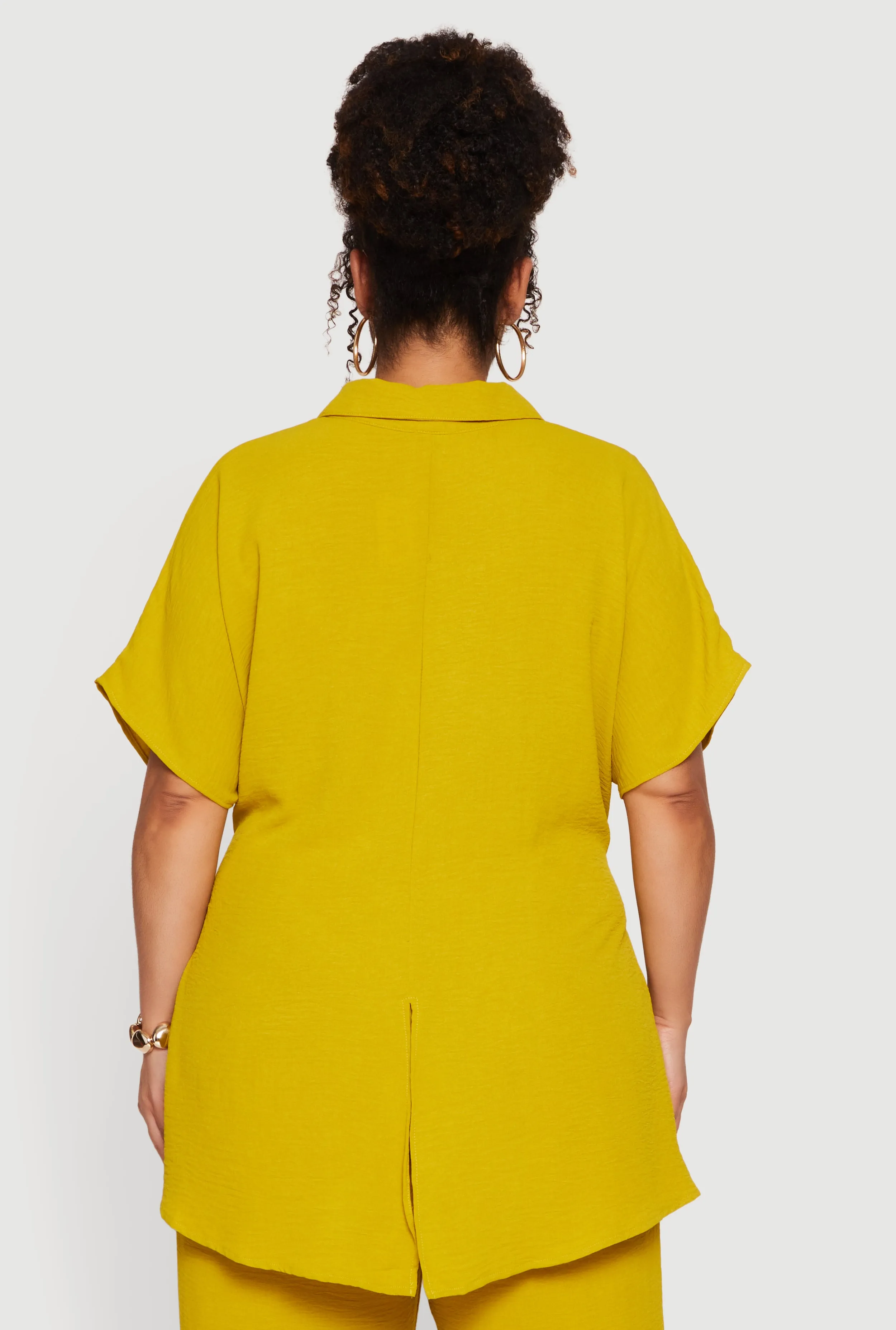 Plus Size Crepe Knit Tie Front Shirt sold by Rainbow product image thumbnail 5