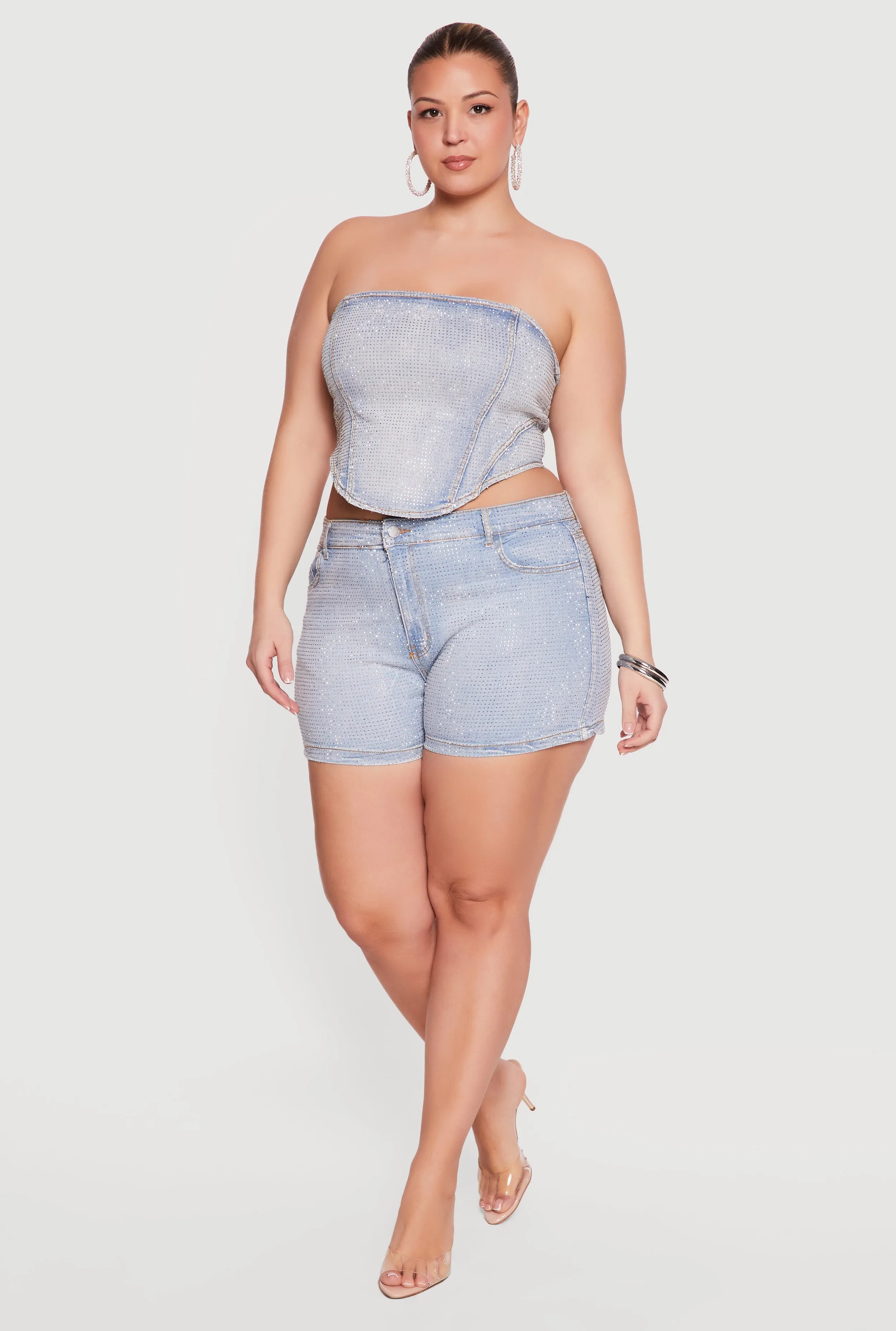 Plus Size Rhinestone Detail Lace Up Corset Top sold by Rainbow product image thumbnail 2