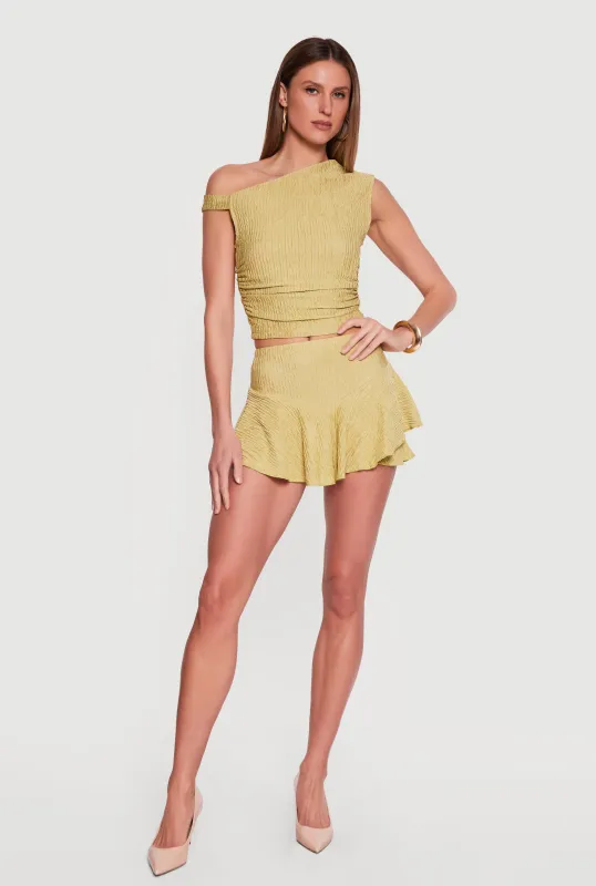 Drop Waist Ruffle Overlay Skort made by iris