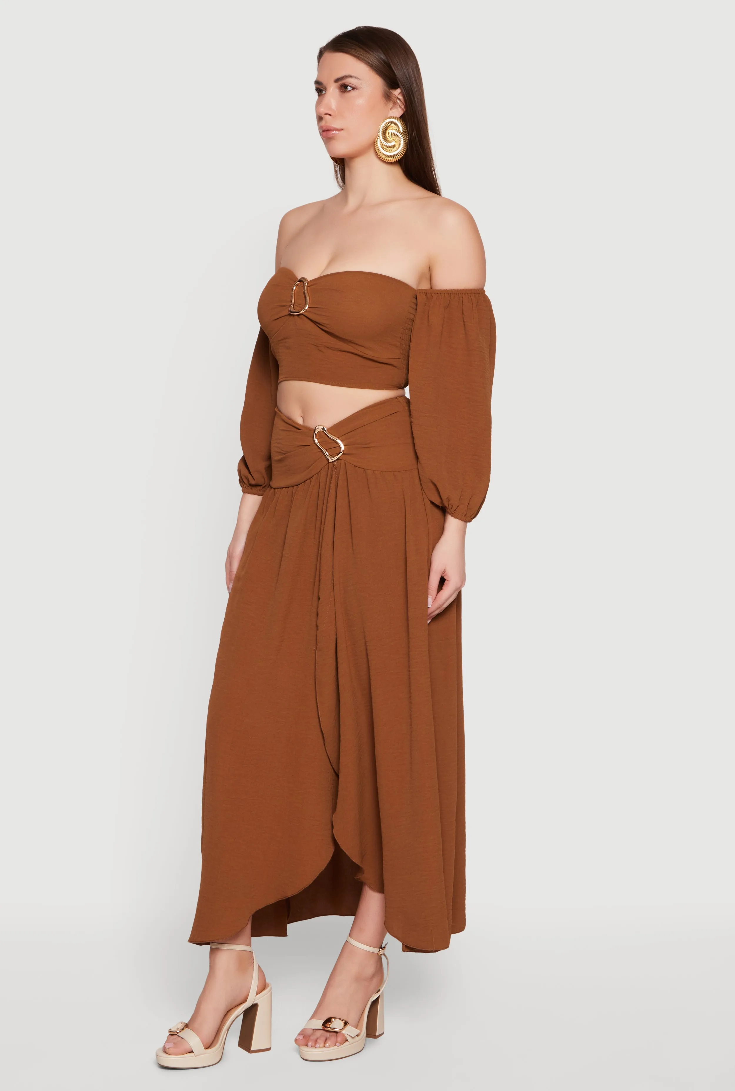 Balloon Sleeve Off The Shoulder Crop Top sold by Rainbow product image thumbnail 3