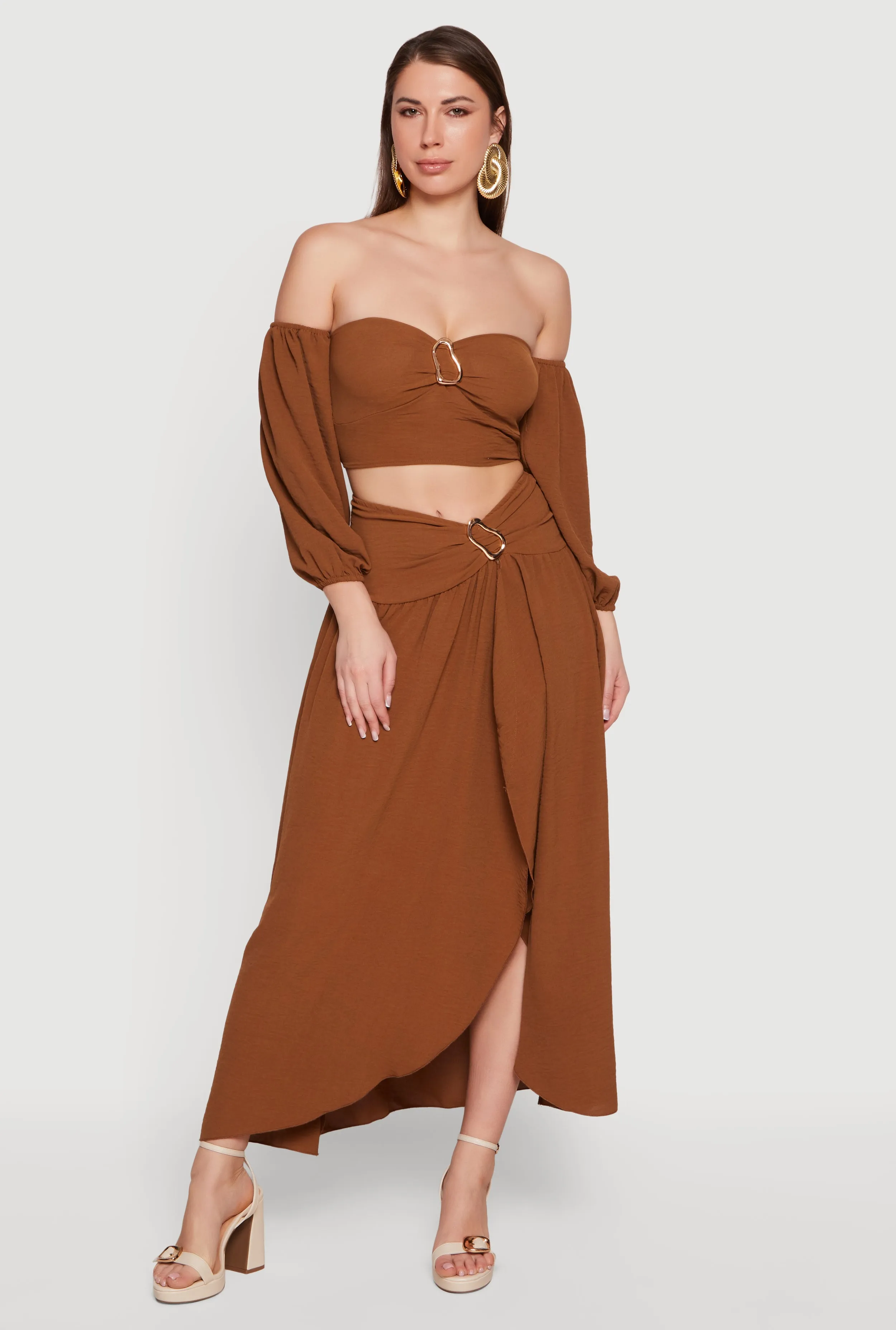 Balloon Sleeve Off The Shoulder Crop Top sold by Rainbow product image thumbnail 2