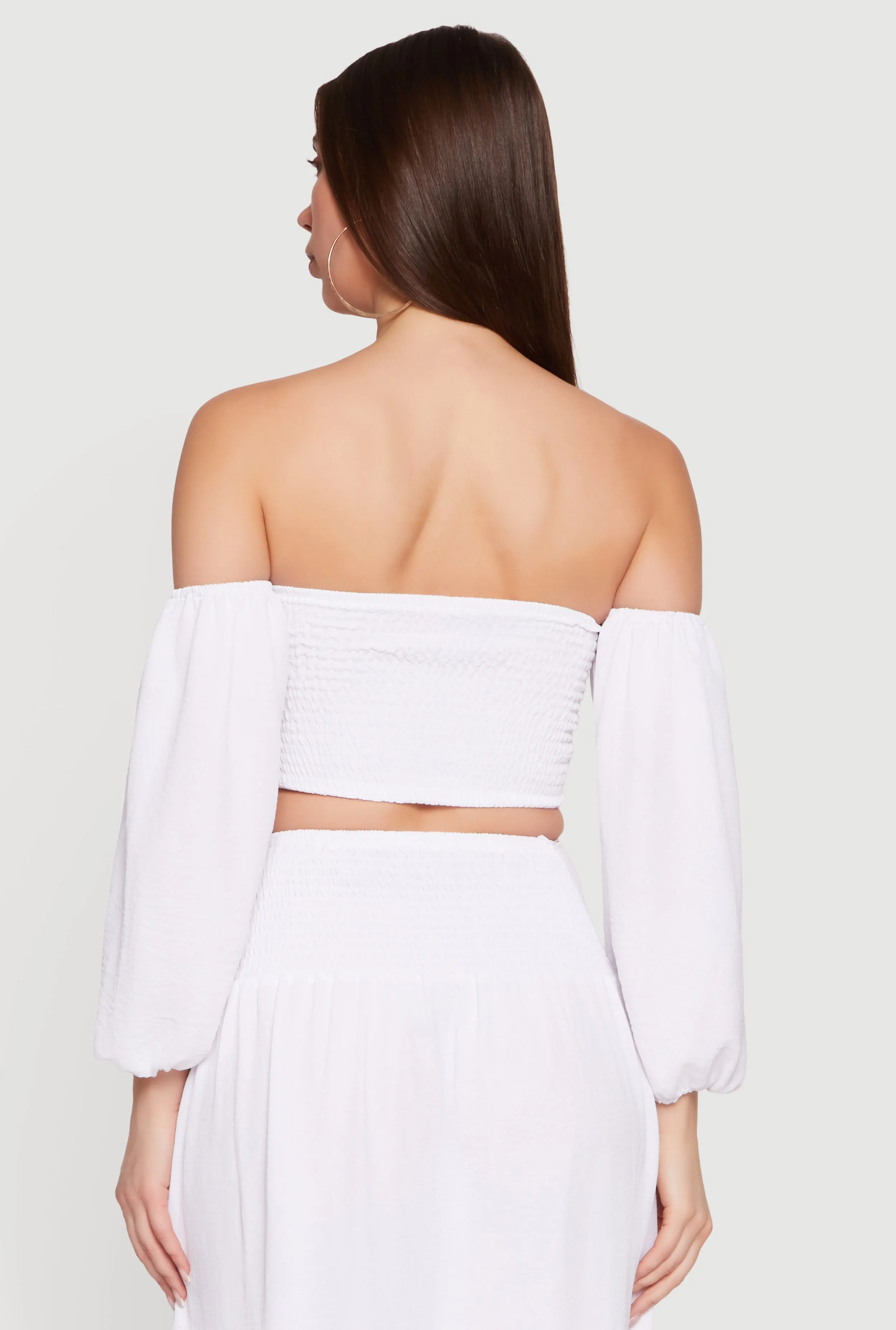 Balloon Sleeve Off The Shoulder Crop Top sold by Rainbow product image thumbnail 5