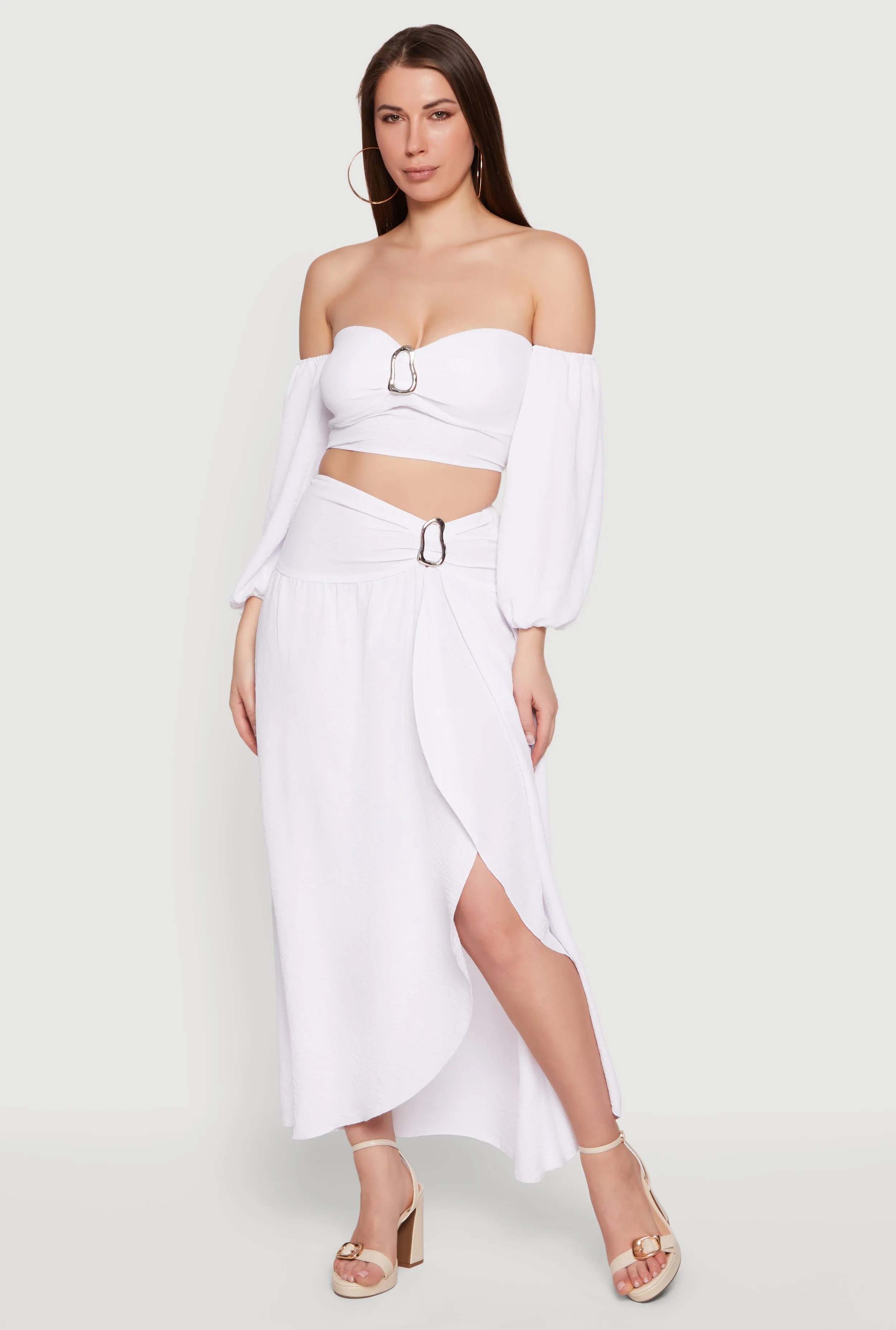 Balloon Sleeve Off The Shoulder Crop Top sold by Rainbow product image thumbnail 2