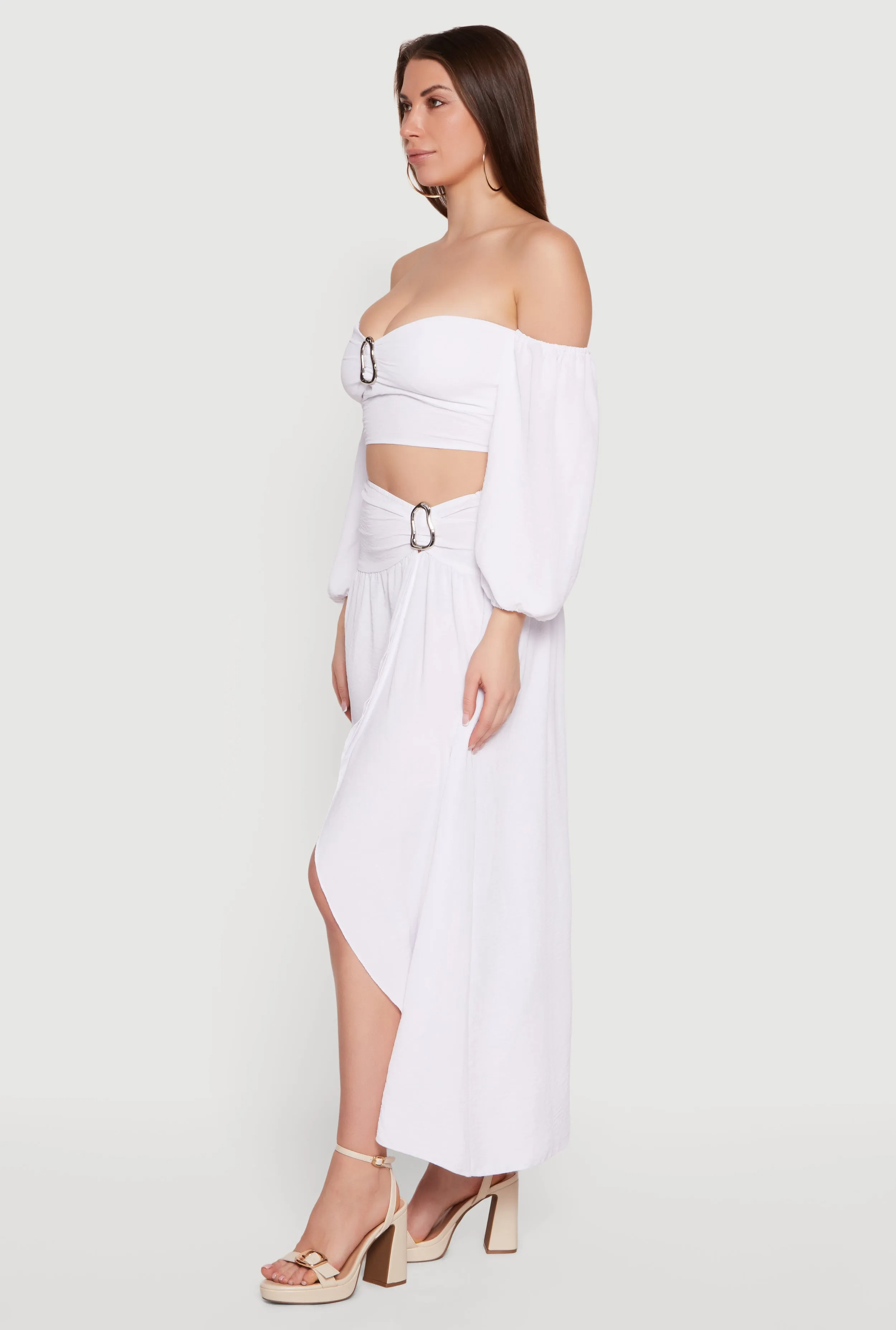 Balloon Sleeve Off The Shoulder Crop Top sold by Rainbow product image thumbnail 3