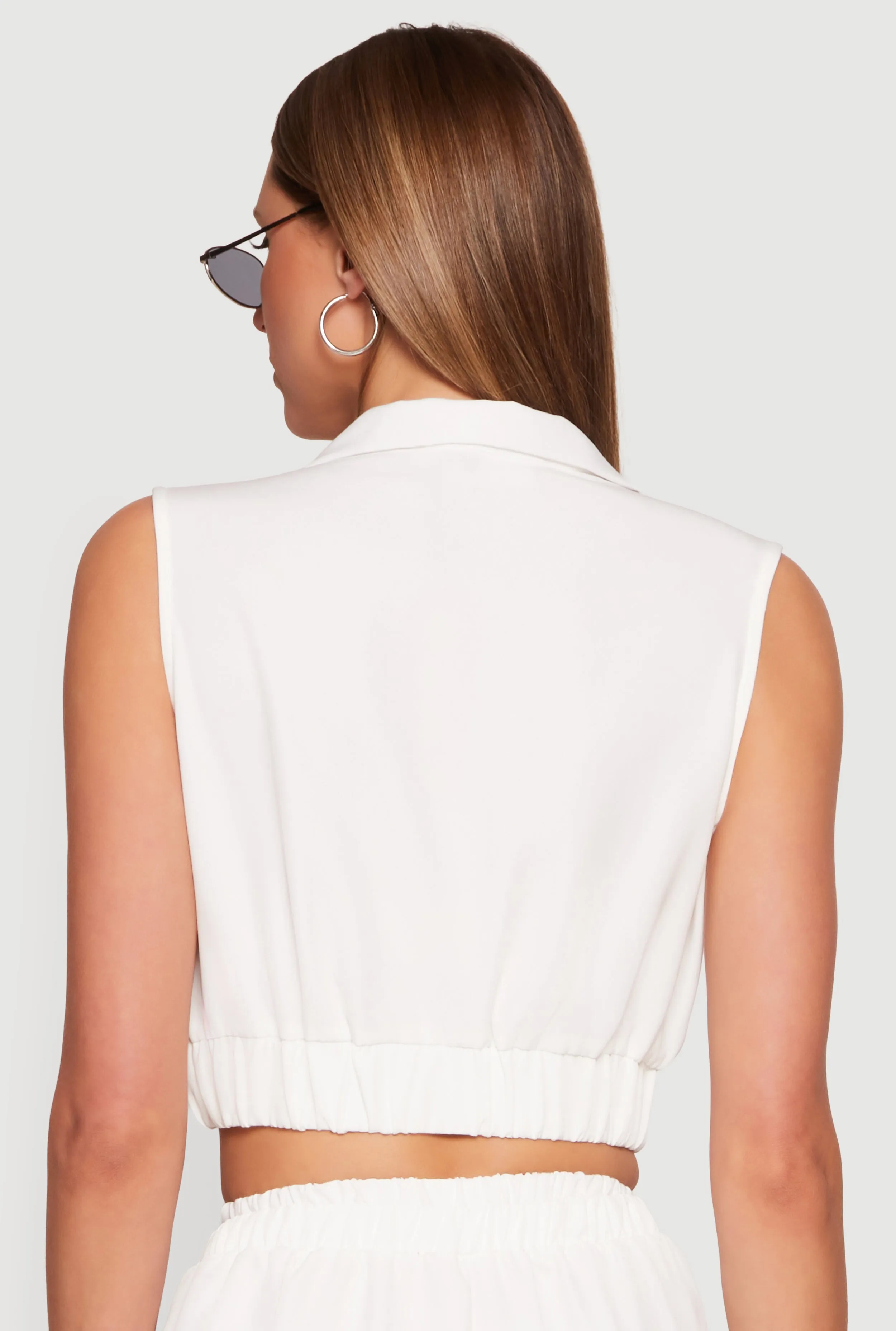 Side Stripe Zip Front Cropped Vest sold by Rainbow product image thumbnail 5