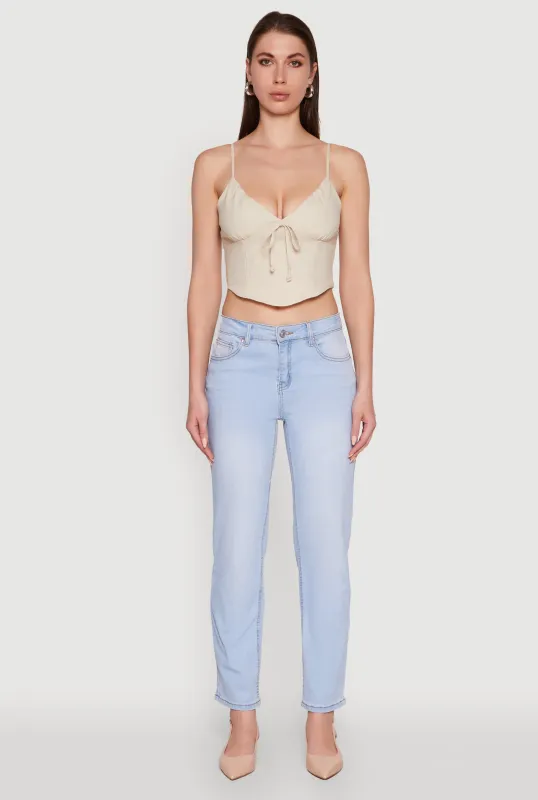 Chic Linen Bustier Top with Tie Front Detail made by Rainbow