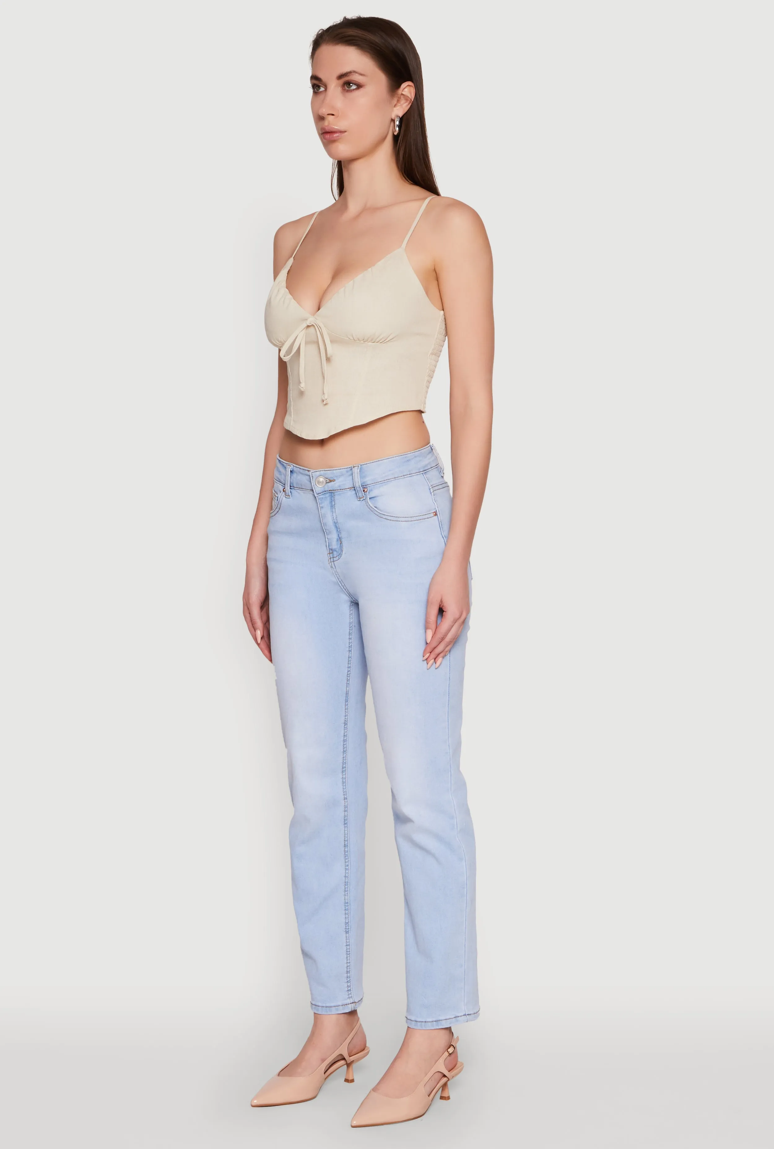 Chic Linen Bustier Top with Tie Front Detail sold by Rainbow product image thumbnail 5