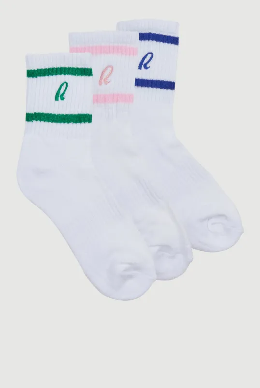 R Collection Cushion Mid-Crew Socks 3 Pack made by Rainbow
